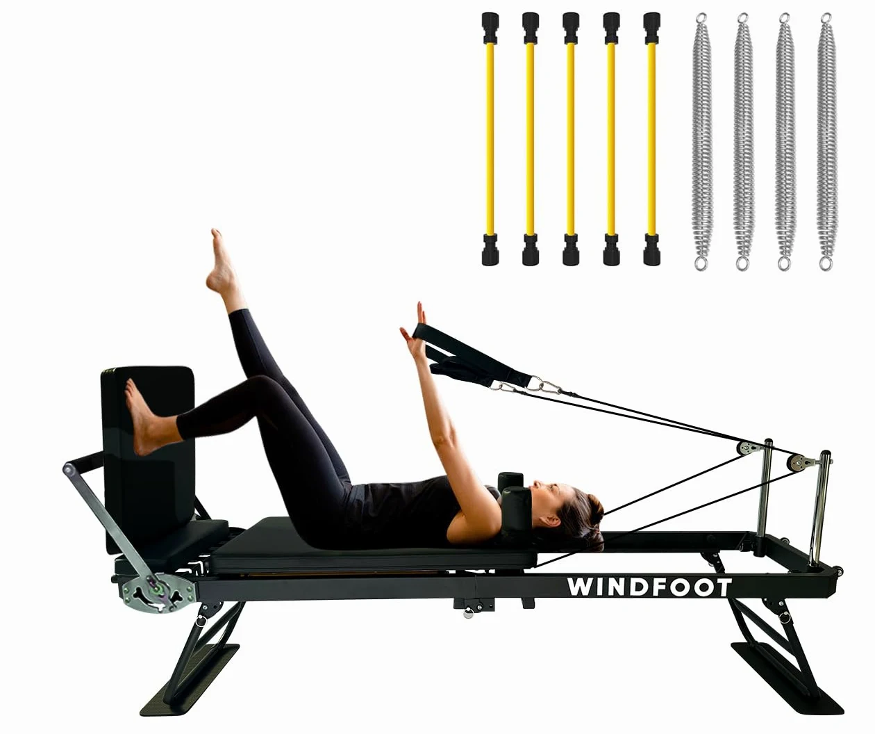 Attrezzatura per pilates Reformer con molle e corde per allenamento a casa, attrezzatura pieghevole per pilates con trampolino per tutti i livelli