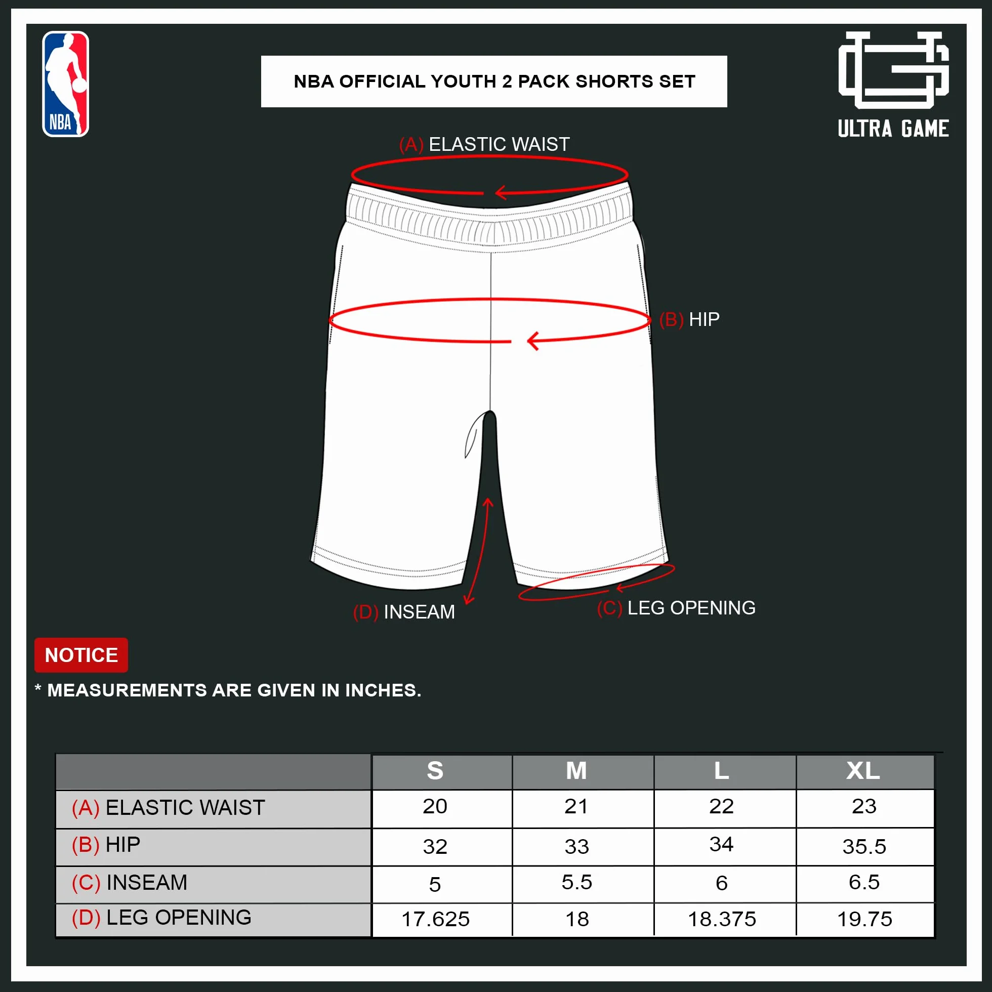 NBA Official Ultra Game Set di 2 Pantaloncini da Basket per Ragazzi