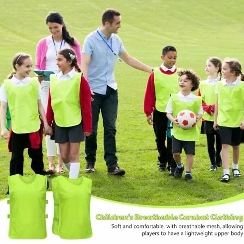 Pettorine Calcio Bambini 6 Pezzi Gilet da Allenamento Traspirante 35x56cm per Basket Calcio