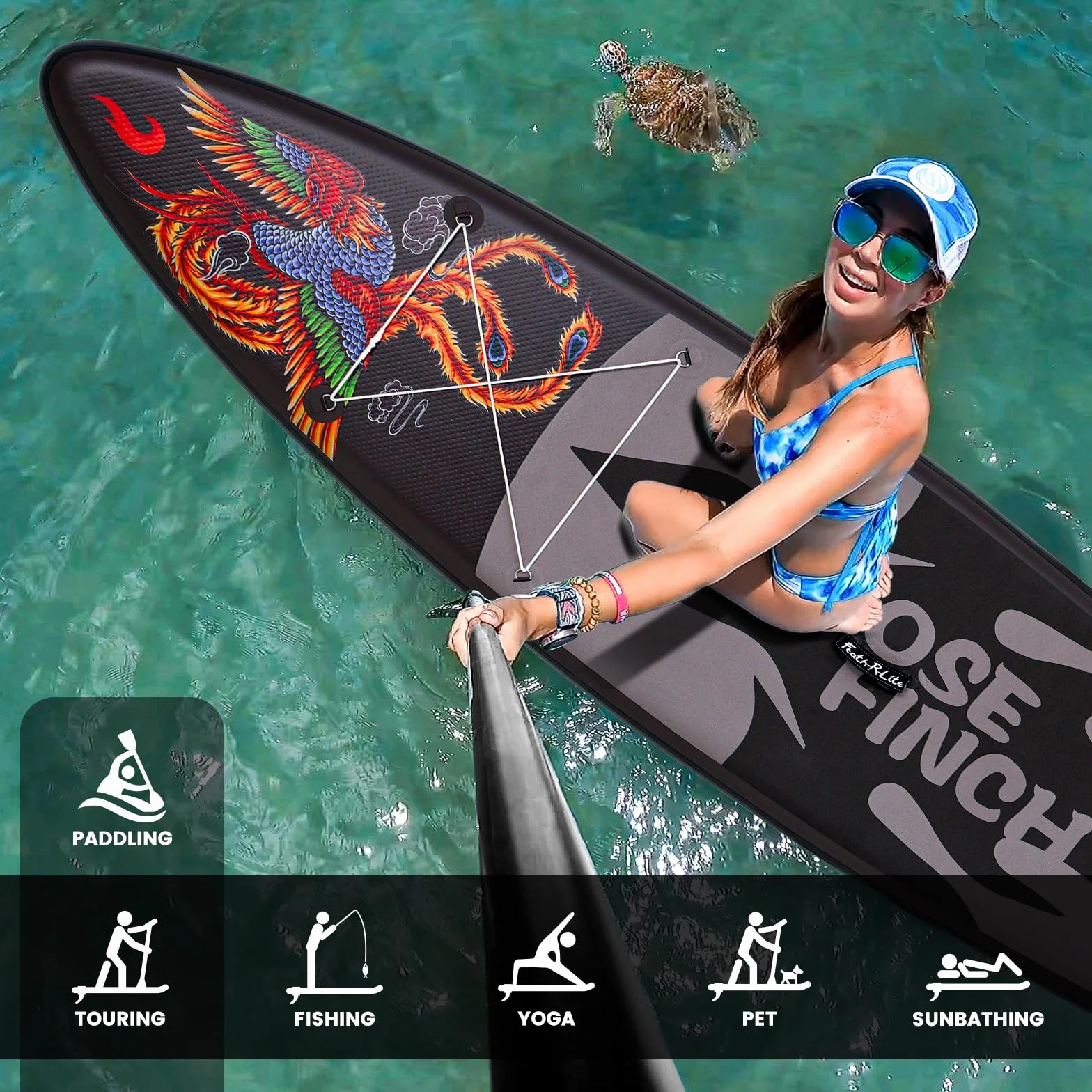 FEATH-R-LITE Tavole da Stand Up Paddle Gonfiabili Paddleboard con Pompa Manuale Zaino SUP Guinzaglio Pagaia Regolabile