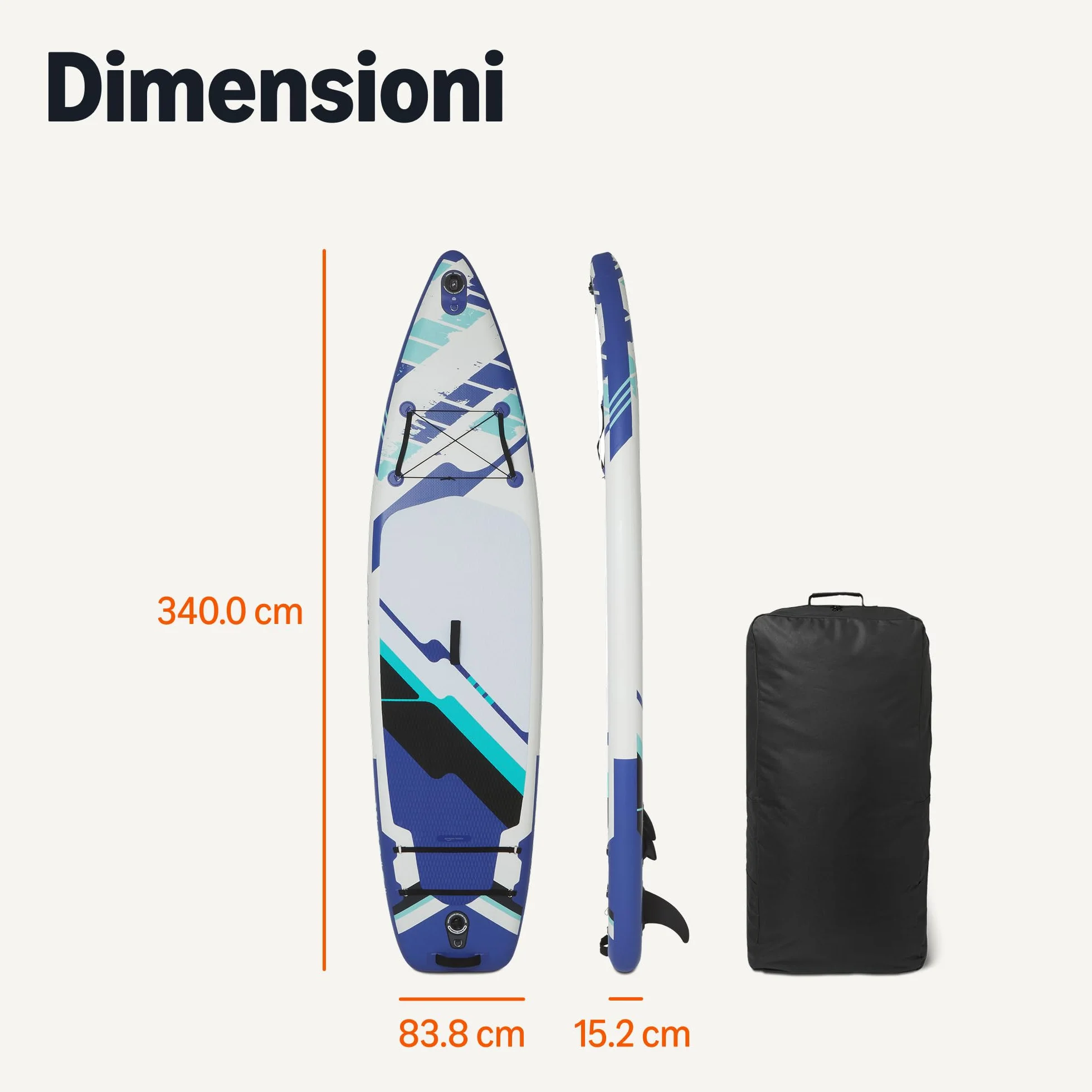 Amazon Basics Tavola da Stand Up Paddle con Kit Accessori Completo, 335 cm x 84 cm, Blu
