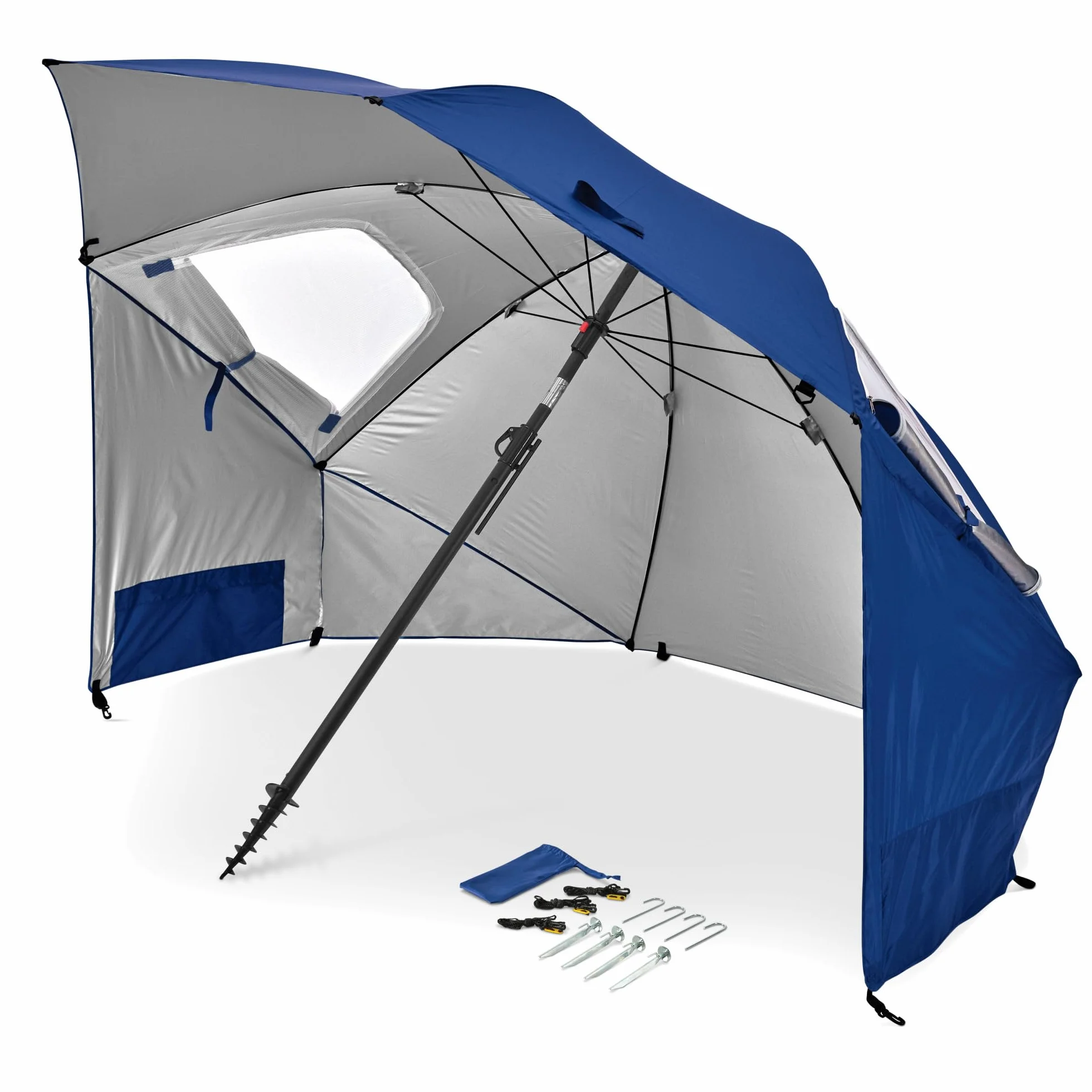 Sport-Brella Premiere UPF 50+ Umbrella Shelter for Sun and Rain Protection (8-Foot), Premiere Blue