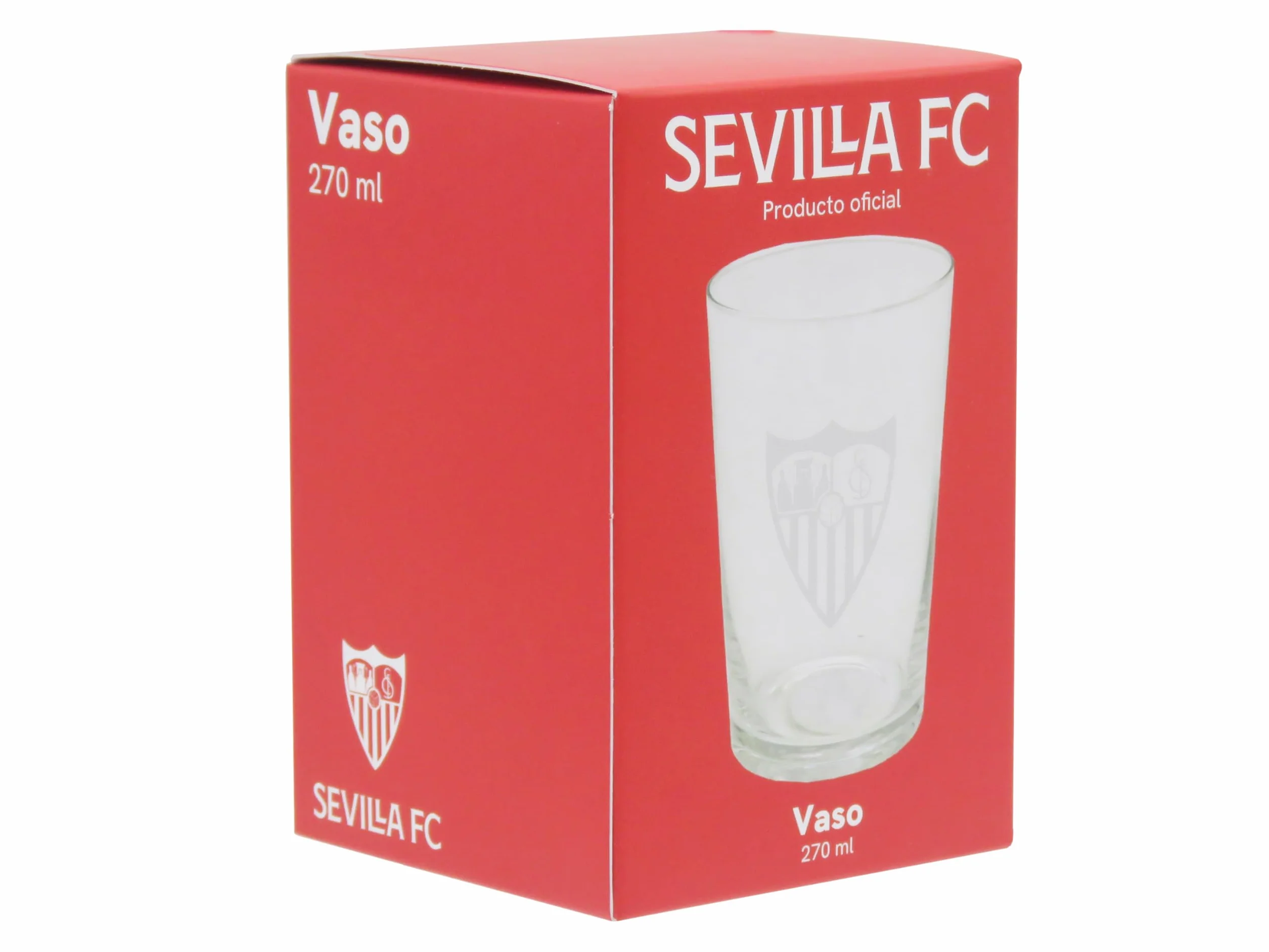Sevilla FC Bicchiere da Acqua Vetro 270ml Lavabile in Lavastoviglie Microonde Prodotto Ufficiale