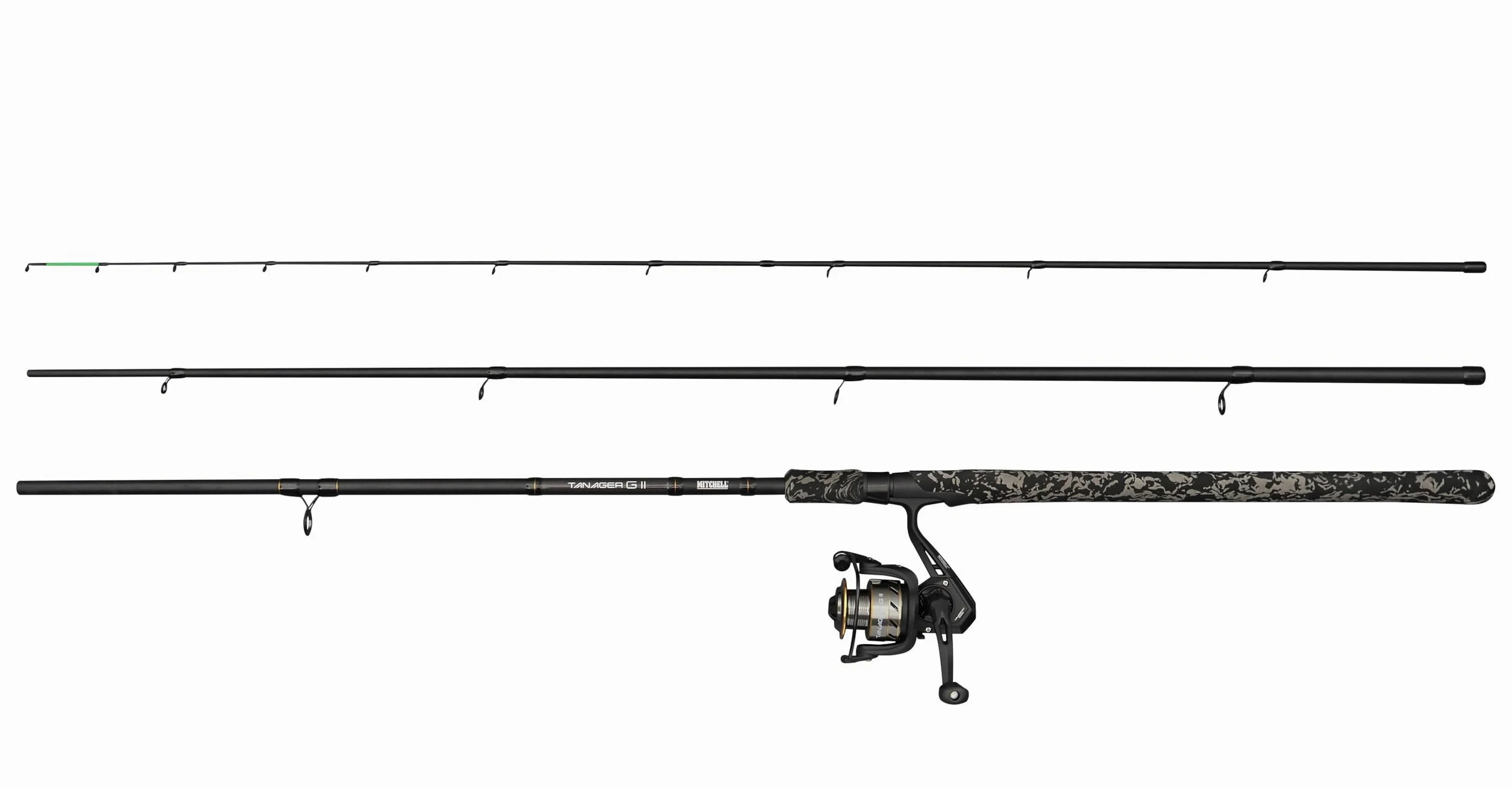 Mitchell Tanager G2 Feeder Combo | 3pc Coarse Fishing Rod & Reel Set | Ideale per Carpe, Orate e Barbigli | Pescatori principianti e intermedi | Nero, 3.30m Moderato Veloce Rod, Mulinello 3000