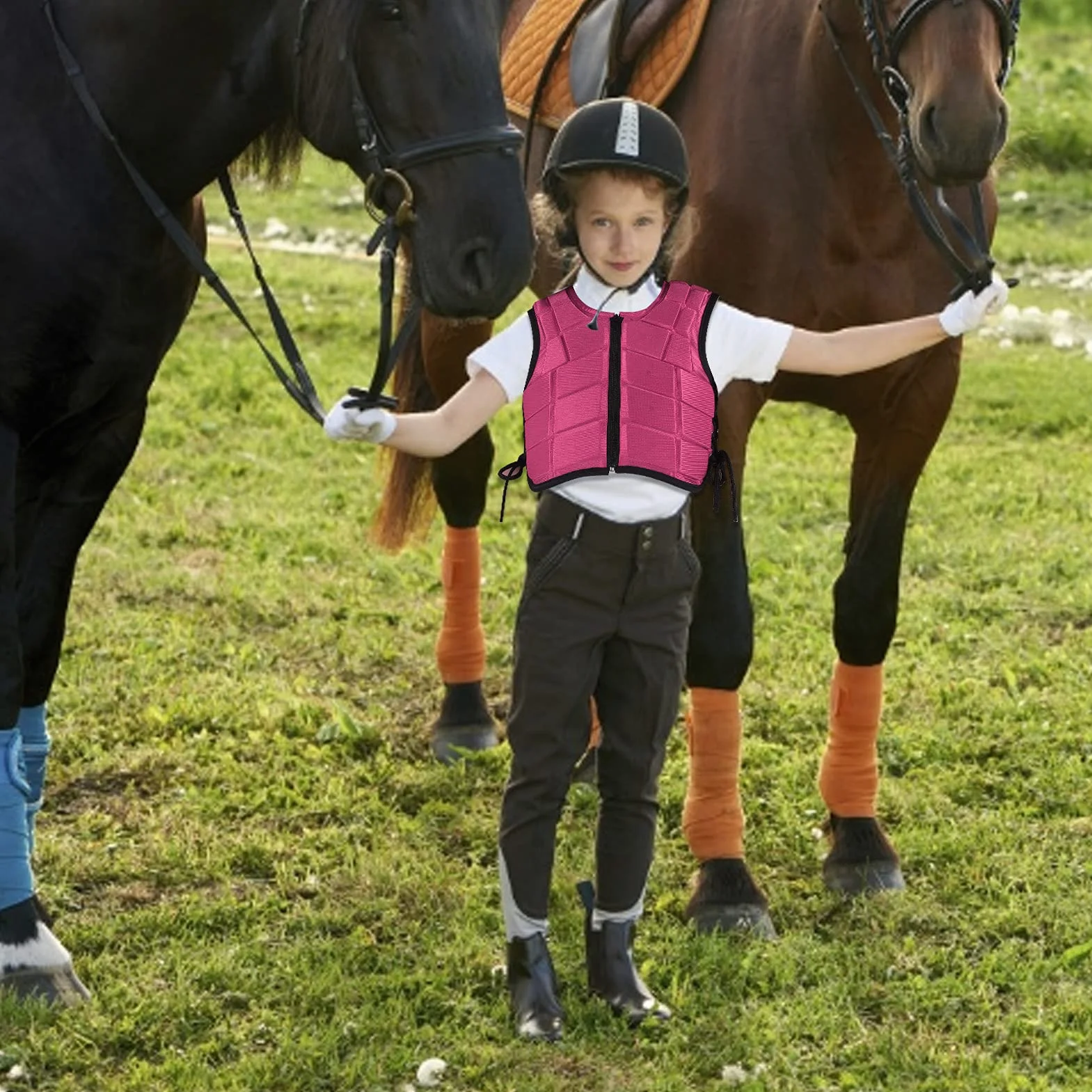 Giubbotto protettivo per bambini con imbottitura in schiuma, per equitazione, colore rosa