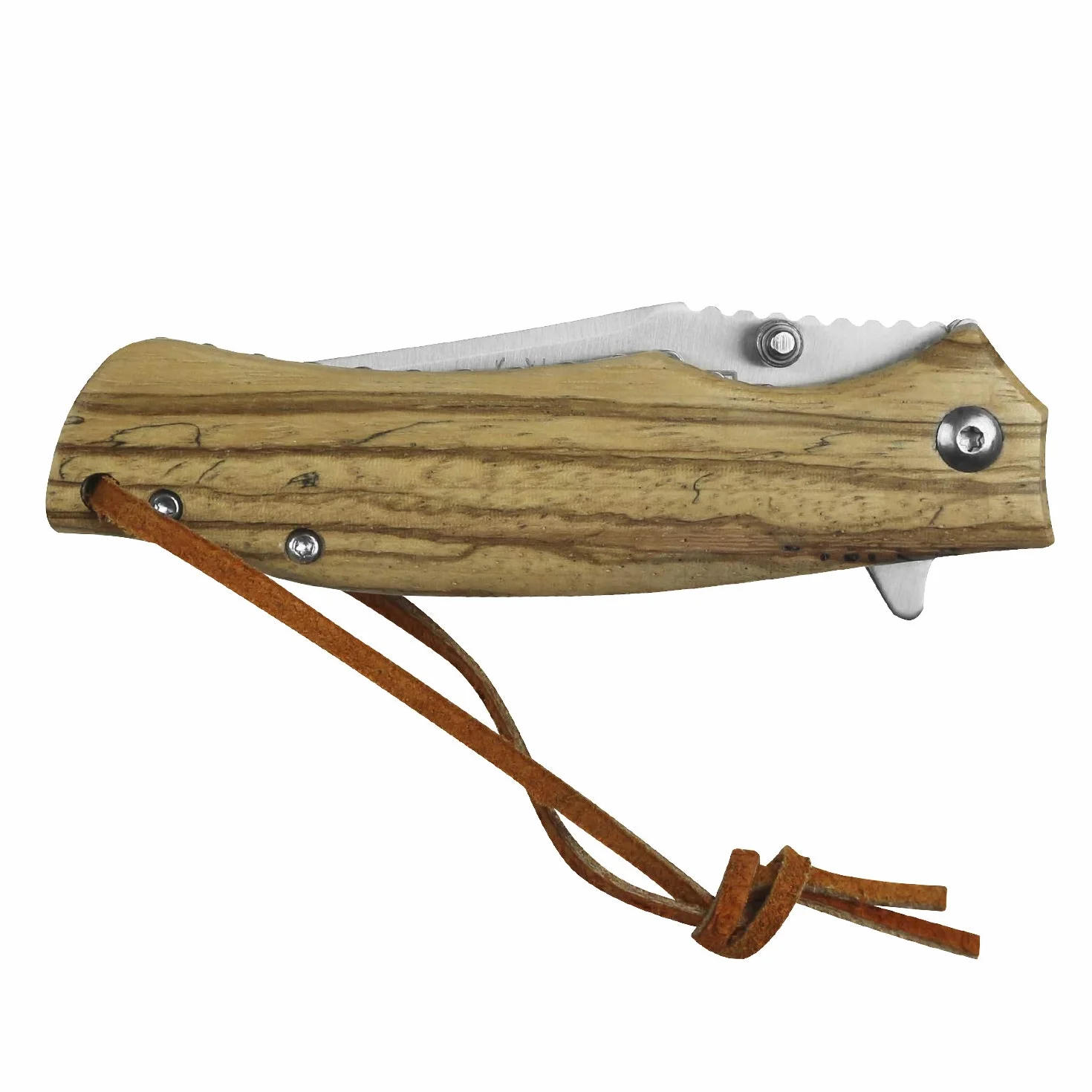 iFIELD EL29040 Coltello da caccia pieghevole Bushcraft Sopravvivenza Escursionismo Campeggio, lama in acciaio inox con manico in legno Zebra, Made in Albacete (Spagna)