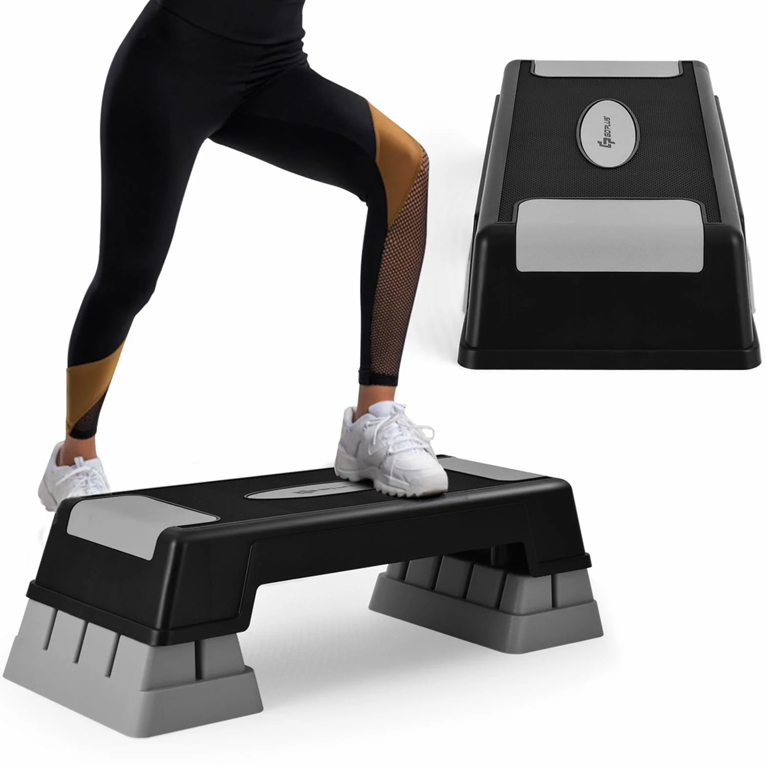 COSTWAY Step da Aerobica Fitness con Altezza Regolabile 12/17/22cm, Capacità Max 150 kg Grigio
