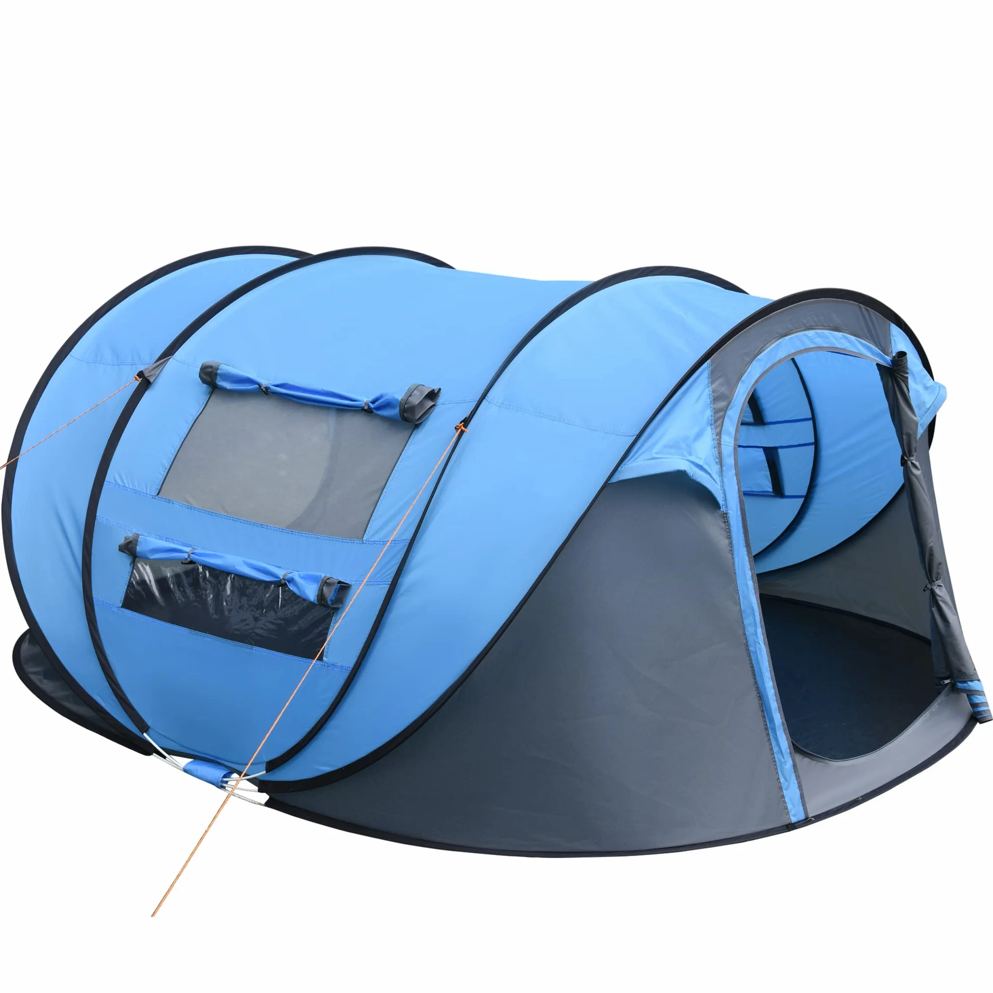 Outsunny Tenda da Campeggio Pop Up 4 Persone 2000mm Anti UV 20+ 263.5x220x123 cm Blu