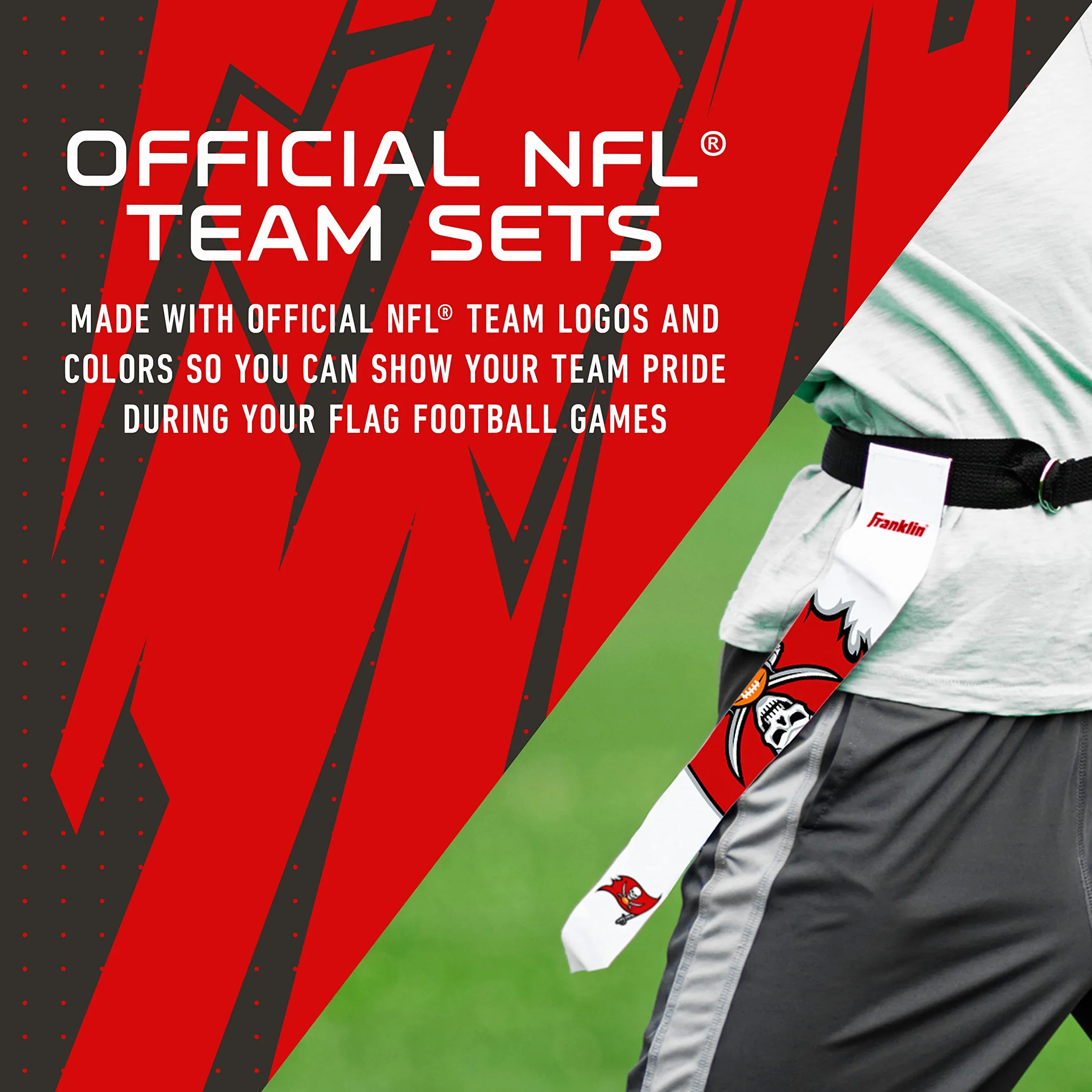 Franklin Sports Set da Football Americano NFL con Bandiera Cinture per Bambini e Adulti fino a 91,4 cm