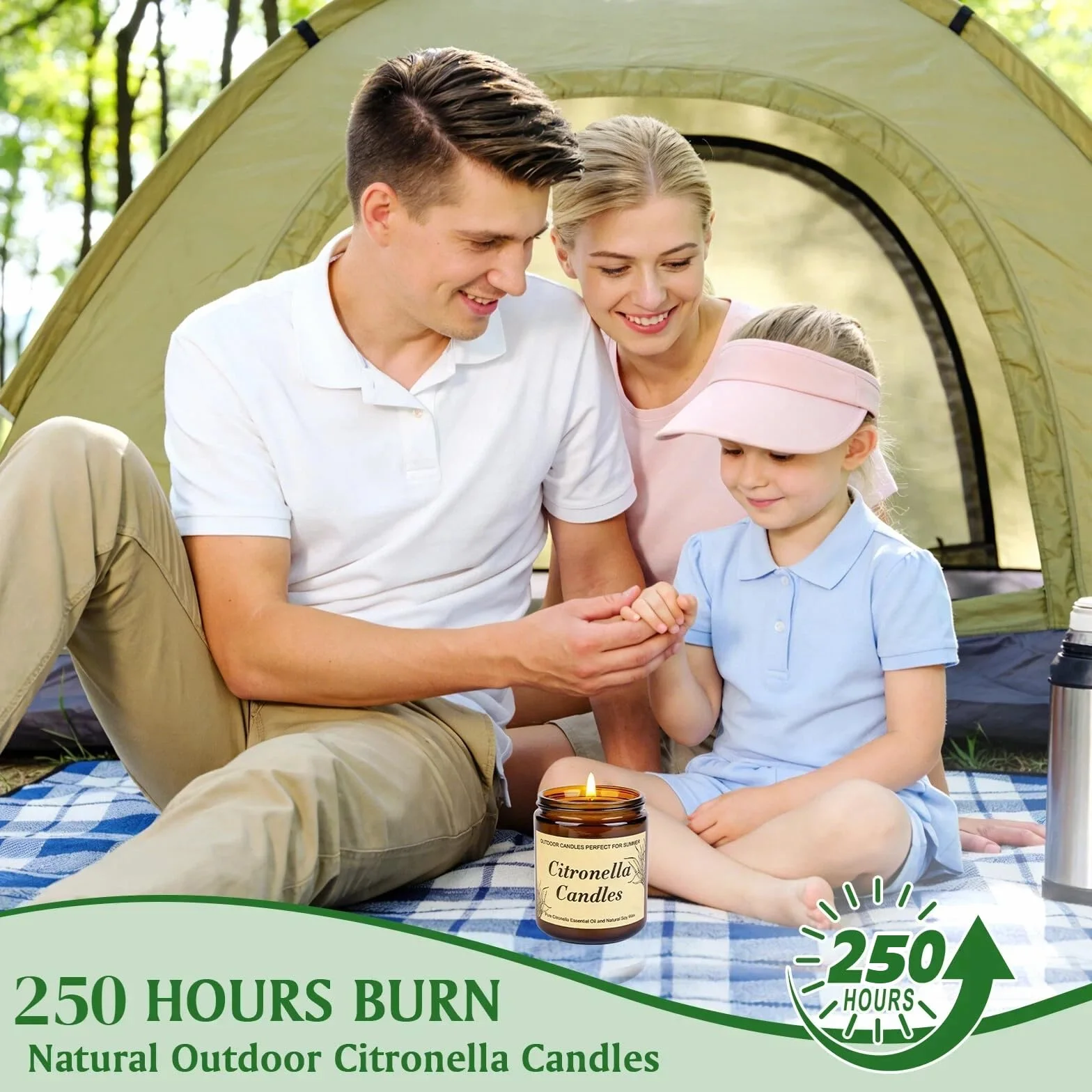 Candele Citronella per Esterni Set 2 Pezzi 250 Ore Cera di Soia Naturale
