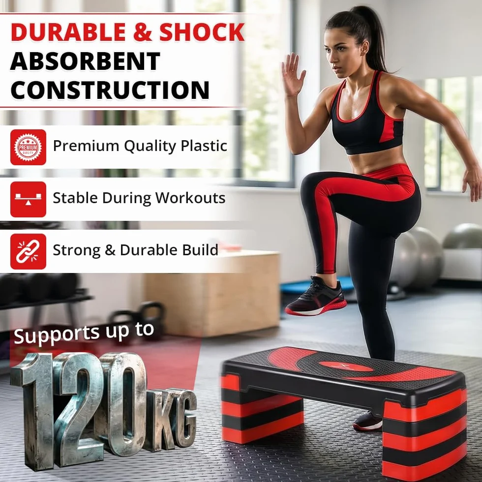 Stepper fitness con 5 livelli di altezza regolabili 10-30 cm, piattaforma antiscivolo per esercizi aerobici
