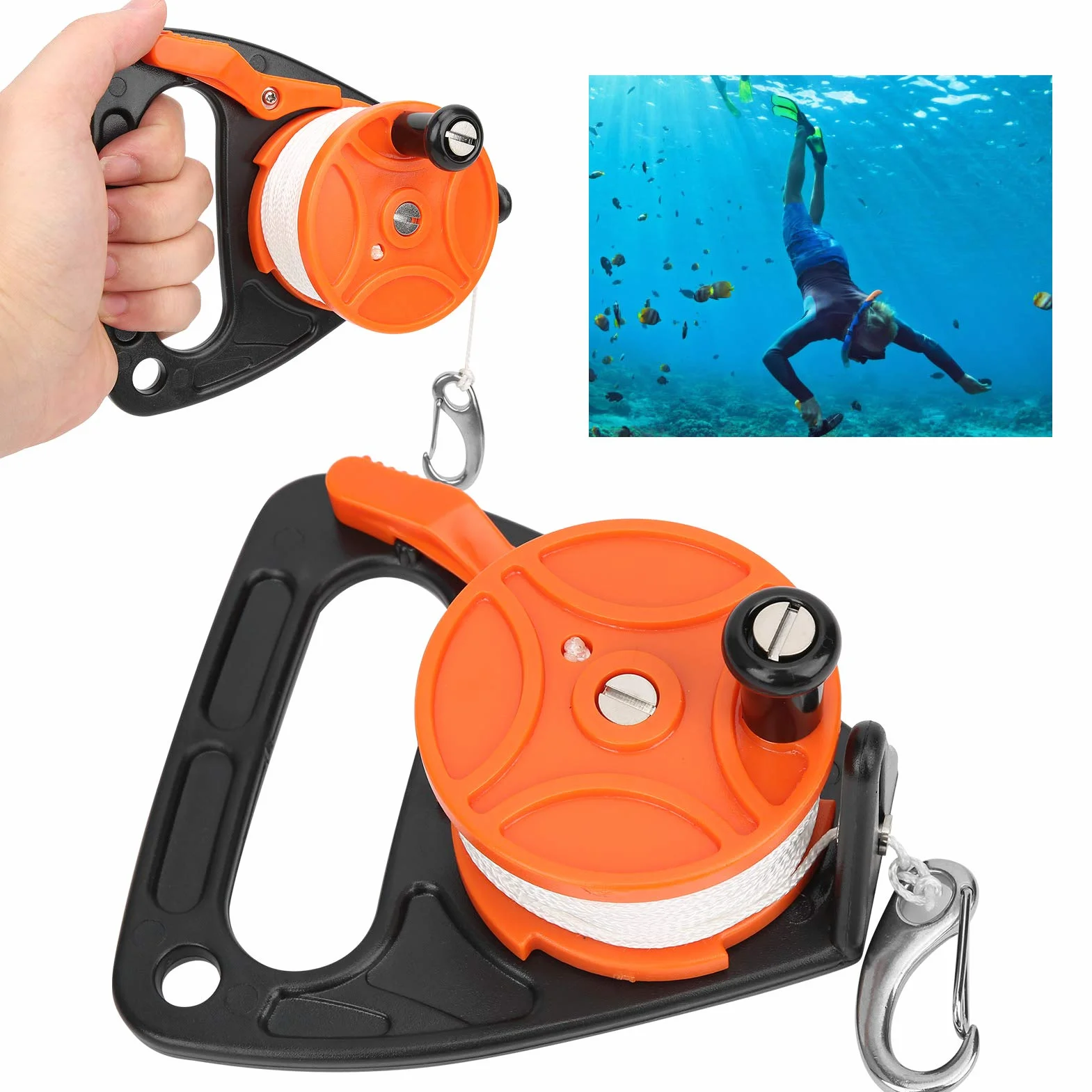 Diving Reel Scuba Dive Reel with Thumb Stopper Lightweight Retractable Line for Cave Wreck Exploration