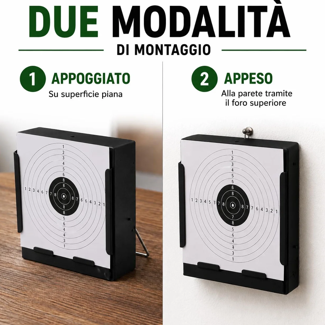 Supporto per bersagli in acciaio 14x14 cm per Airsoft, Airgun, pellet - Nero
