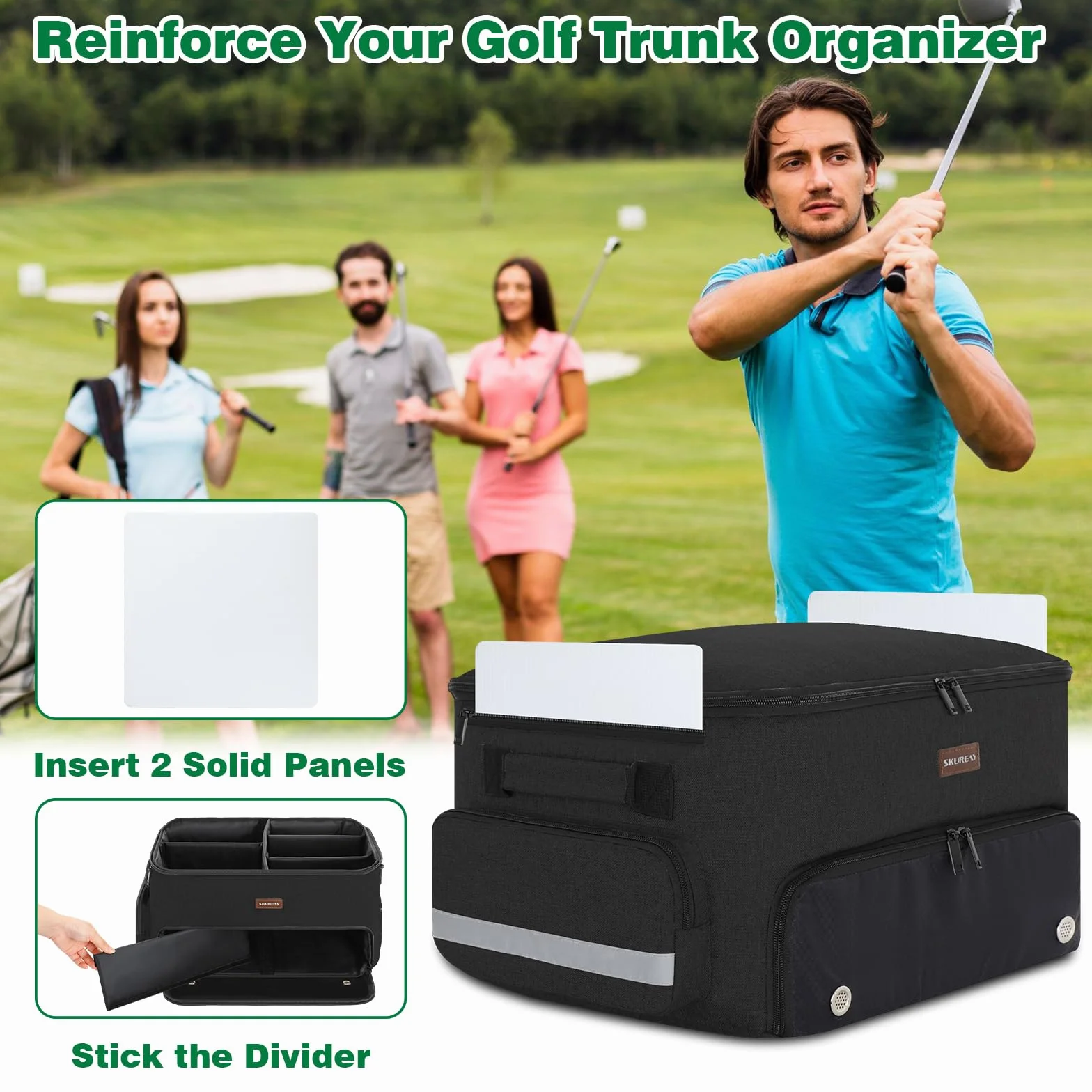 Organizzatore da Golf per Auto, armadietto da Golf a 2 Strati con Scomparto per Scarpe ventilato Separato, Organizer per Auto da Golf Grigio per Accessori da Golf, da Uomo (Nero)
