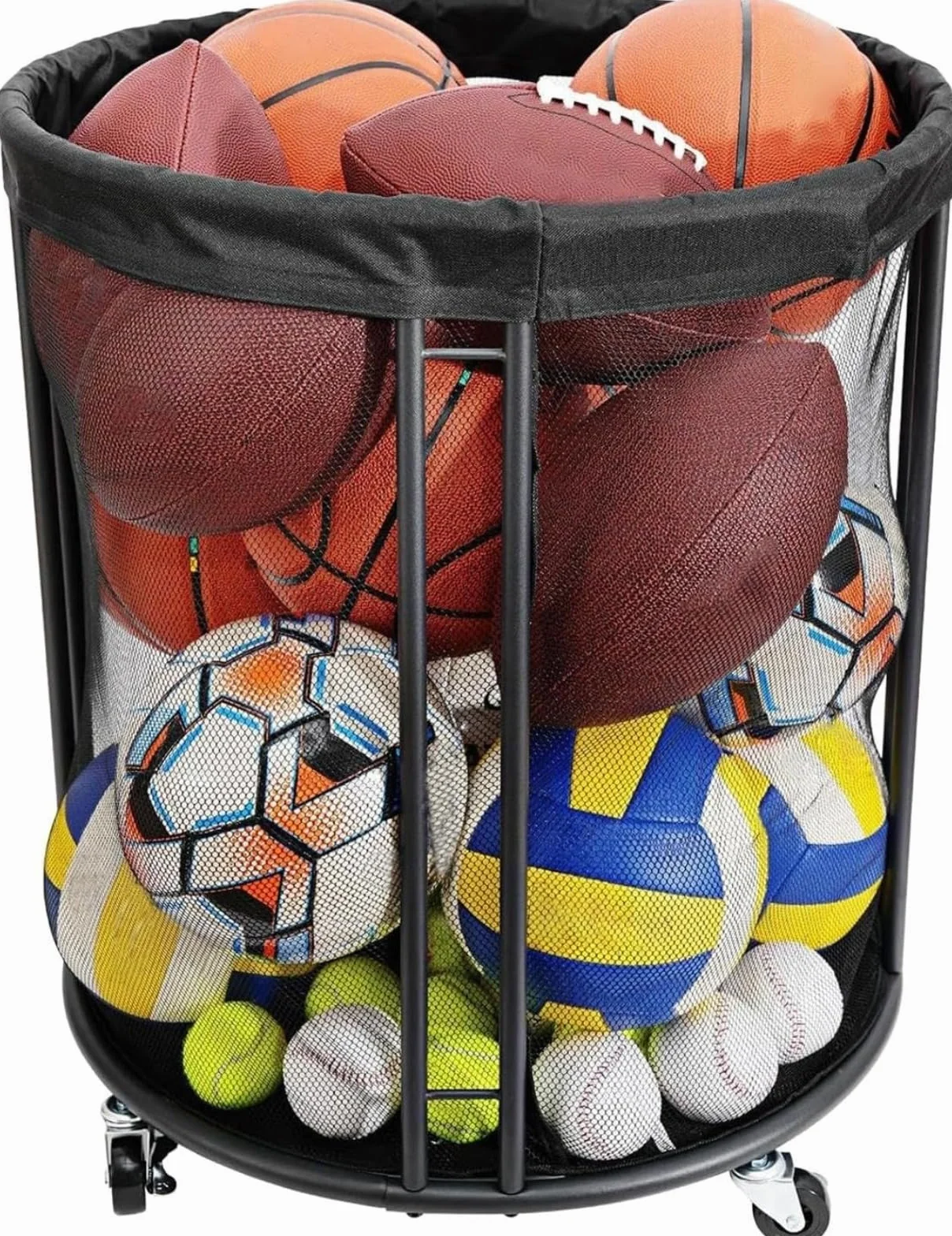 Contenitore Portatile per Palline da Garage, Cestino a Rete 60x60x62 cm