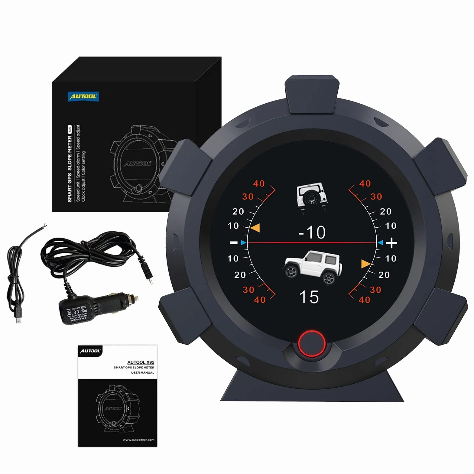 OURANTOOLS GPS Inclinometro per Auto Camper, LCD Digitale Misuratore di Pendenza Tachimetro per DC5-28V Fuoristrada Jeep