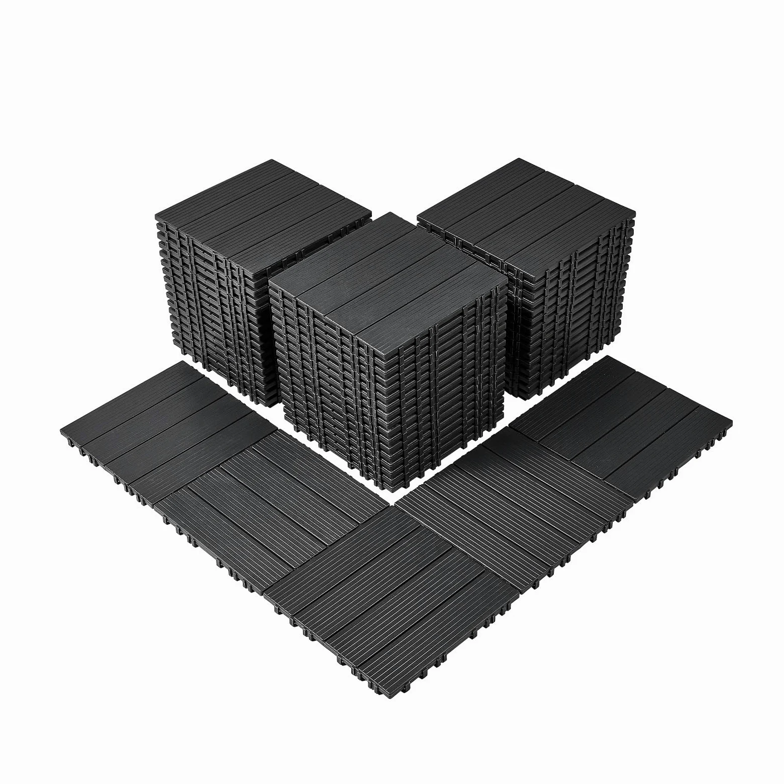 VEVOR Piastrelle per Patio ad Incastro 54 Pezzi 300 x 300 x 20 mm, Piastrelle Impermeabile in Plastica, Piastrelle per Tutte Le Condizioni Atmosferiche, per Portico Piscina Cortile, Grigio Scuro