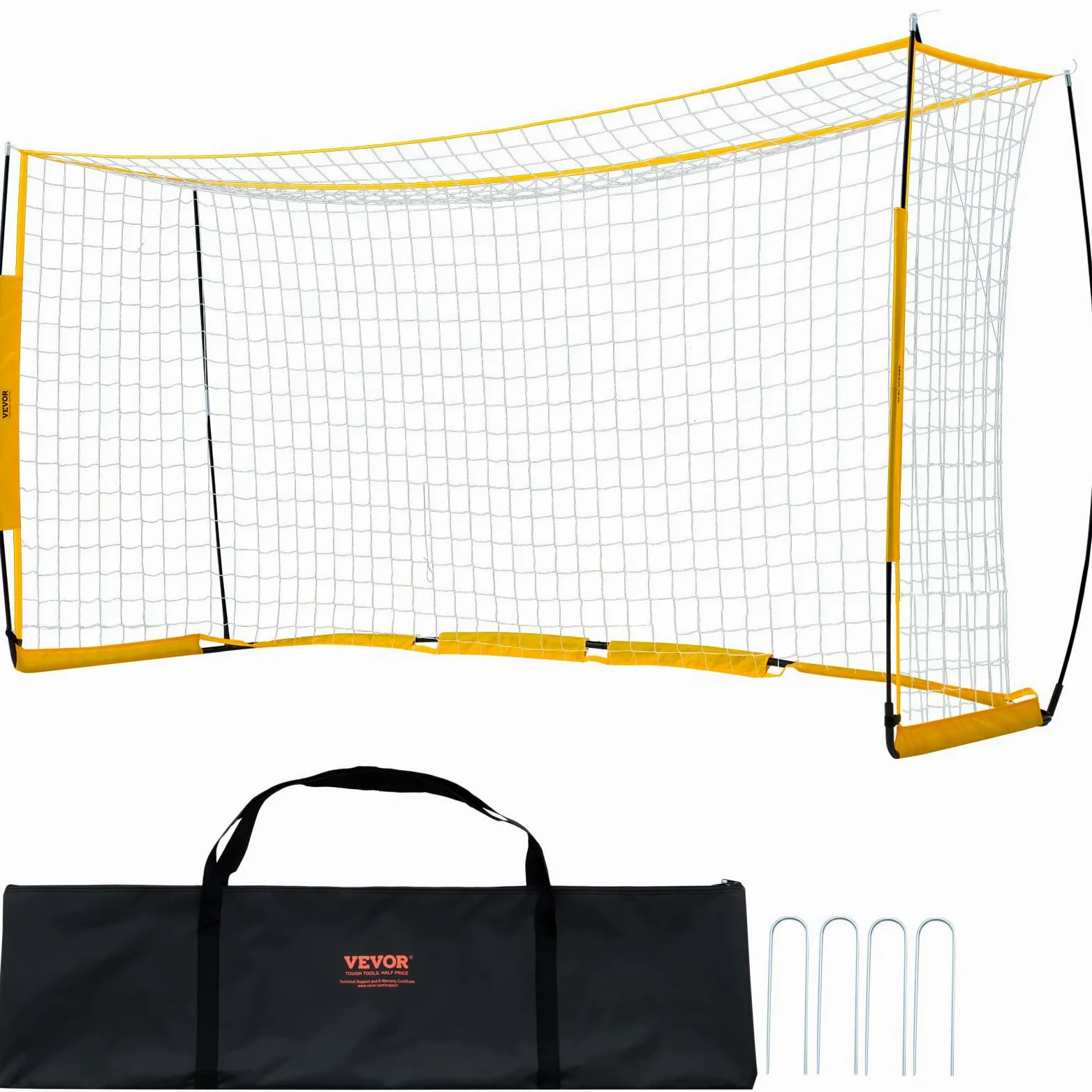 VEVOR Porta da Calcio Portatile, Rete da Calcio Giardino per Allenamento Adulti Bambini, Set Porte Allenamento con Struttura in Fibra di Vetro in Acciaio e Borsa Trasporto, Giallo 1828 x 3657 mm