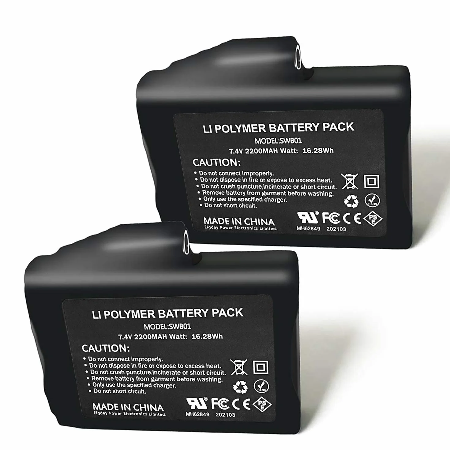 Batterie Ricaricabili ai Polimeri di Litio 7,4V 2200MAH/3000MAH per Guanti Calzini Cappelli Riscaldati 2 Pezzi