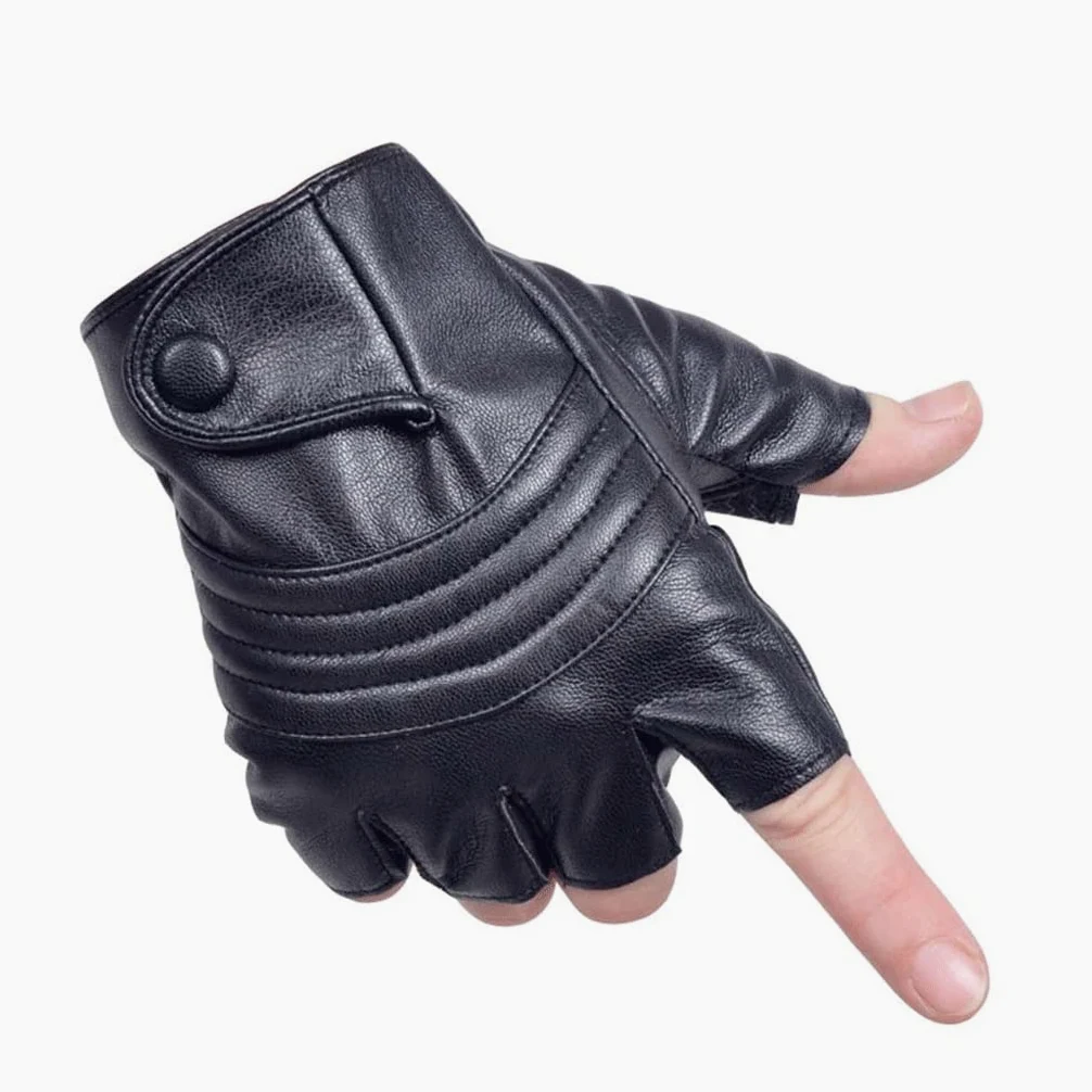 Guanti da Guida in Pelle da Uomo Spessi Guanti Mezze Dita Fitness Guanti da Ciclismo Fitness Allenamento Neri (Color : A, Size : One Size)