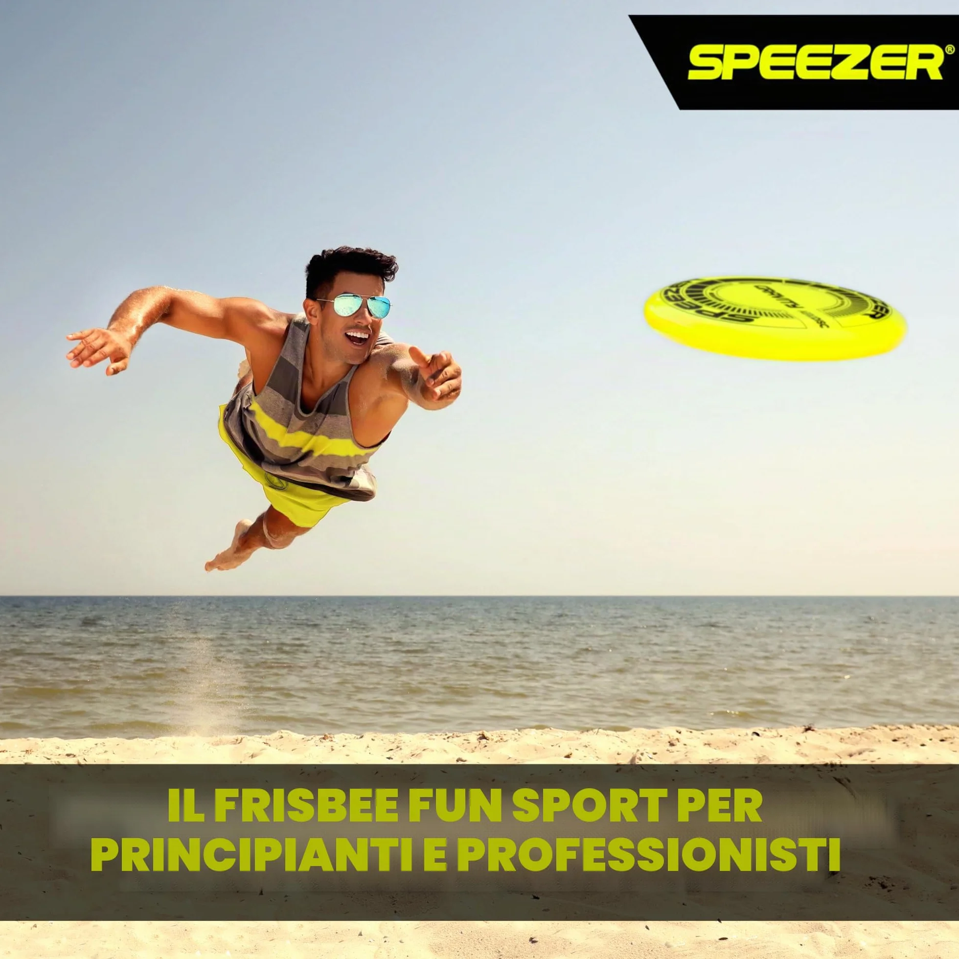 SPEEZER Gravity Frisbee 175 g – Disco da lancio professionale giallo neon per bambini adulti – Ultimate Flying Disc giocattolo da spiaggia