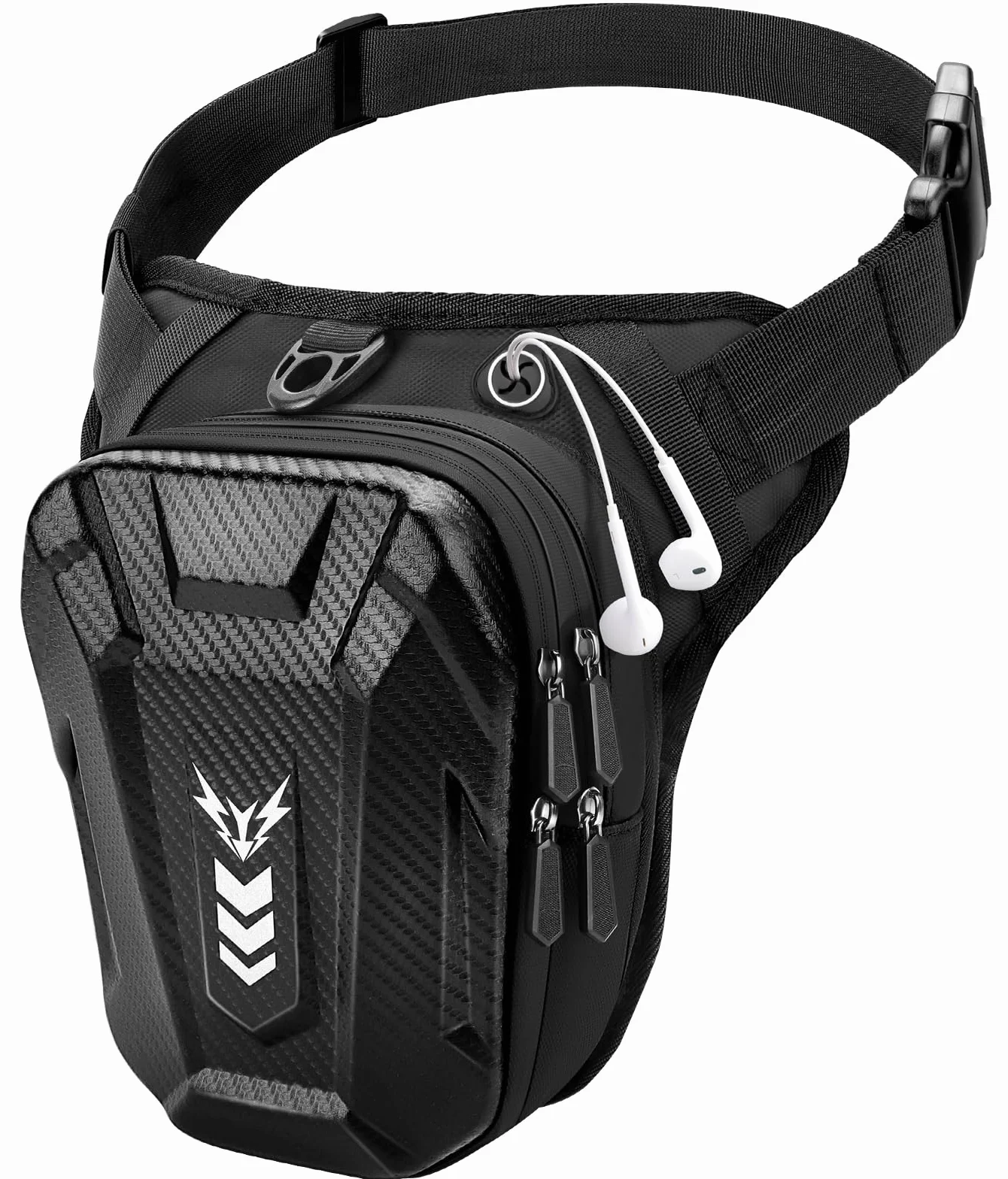 Marsupio Gamba Moto per Uomo & Donna, [Capacità Espandibile] Borsa Gamba Moto, [EVA Durevole] Borse Attrezzi con Jack per Cuffie & Cintura Regolabile per Ciclismo Trekking Pesc