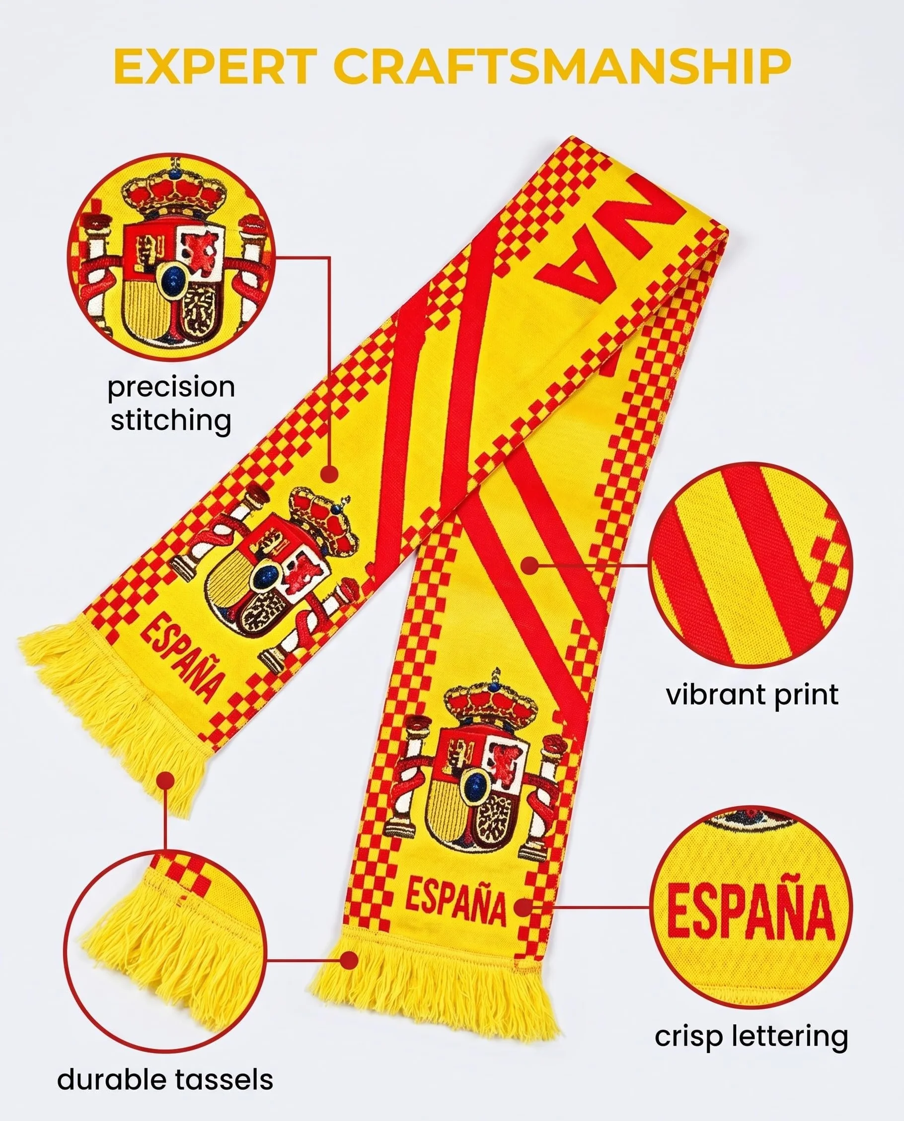 Sciarpa Ufficiale Spagna 2026 Mondiale Calcio TISCH Fan Stadio