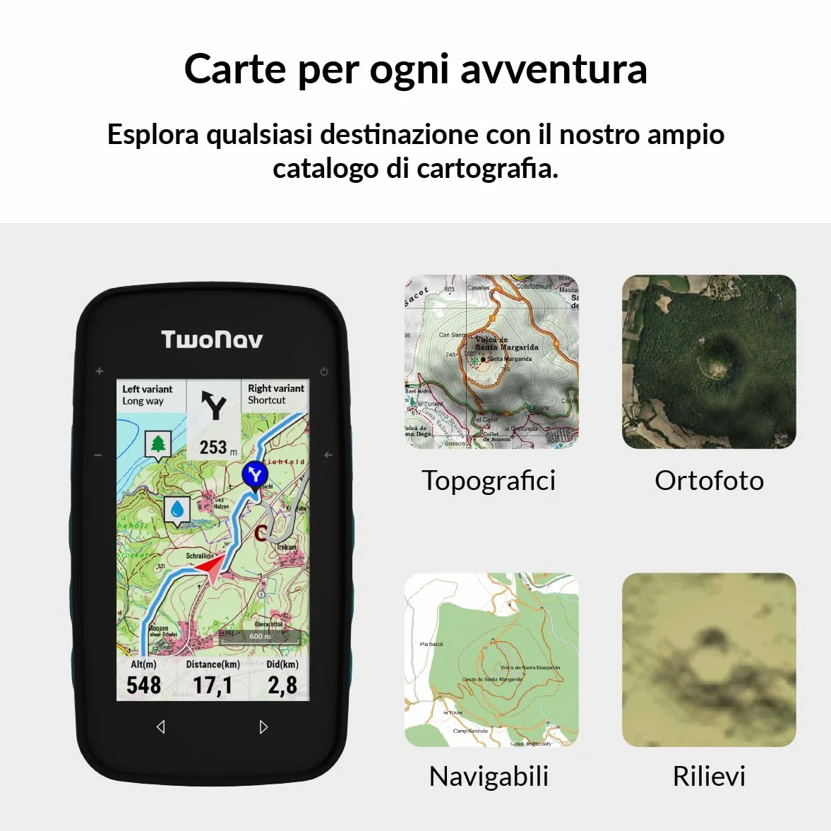 TwoNav Cross Plus (32 GB) + Carta completa Italia TomTom, GPS con schermo da 3,2 pollici per MTB, ciclismo, trekking o escursionismo