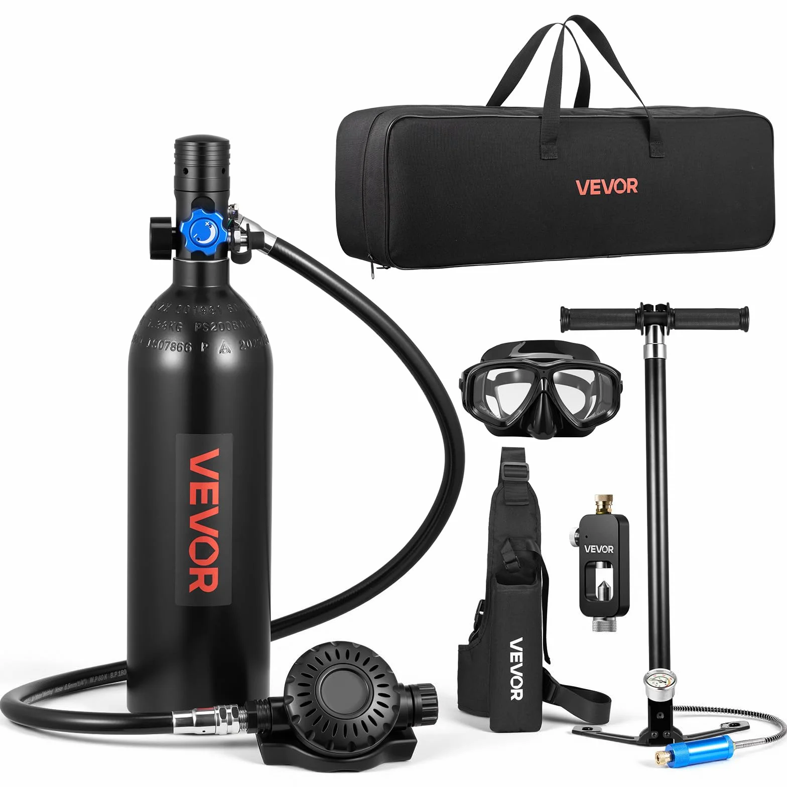 VEVOR Mini Bombola Subacquea 1L Ricaricabile con Borsa a Spalla