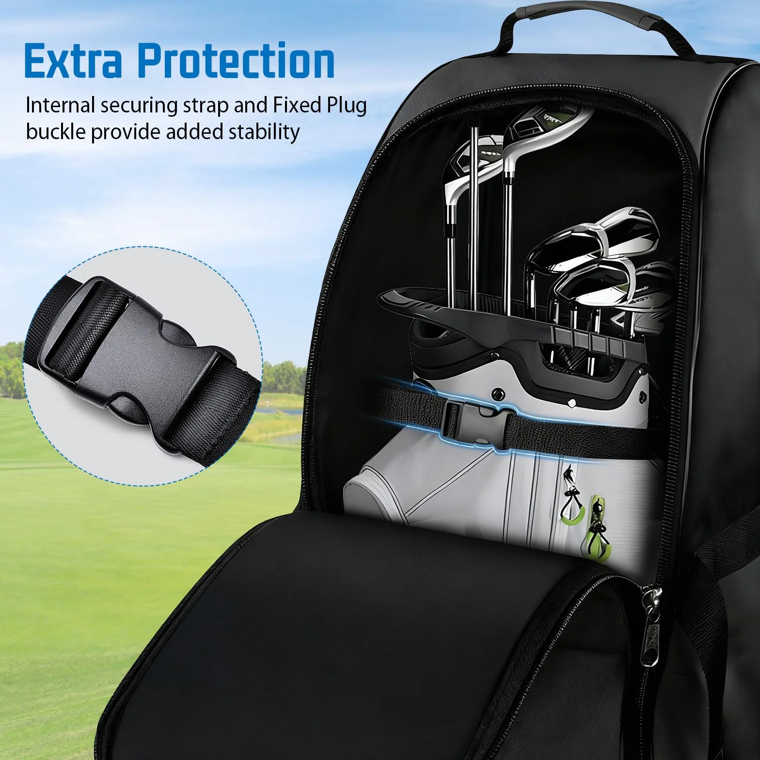Valigia da Golf in Tessuto Oxford 900D Impermeabile Custodia da Viaggio con Ruote