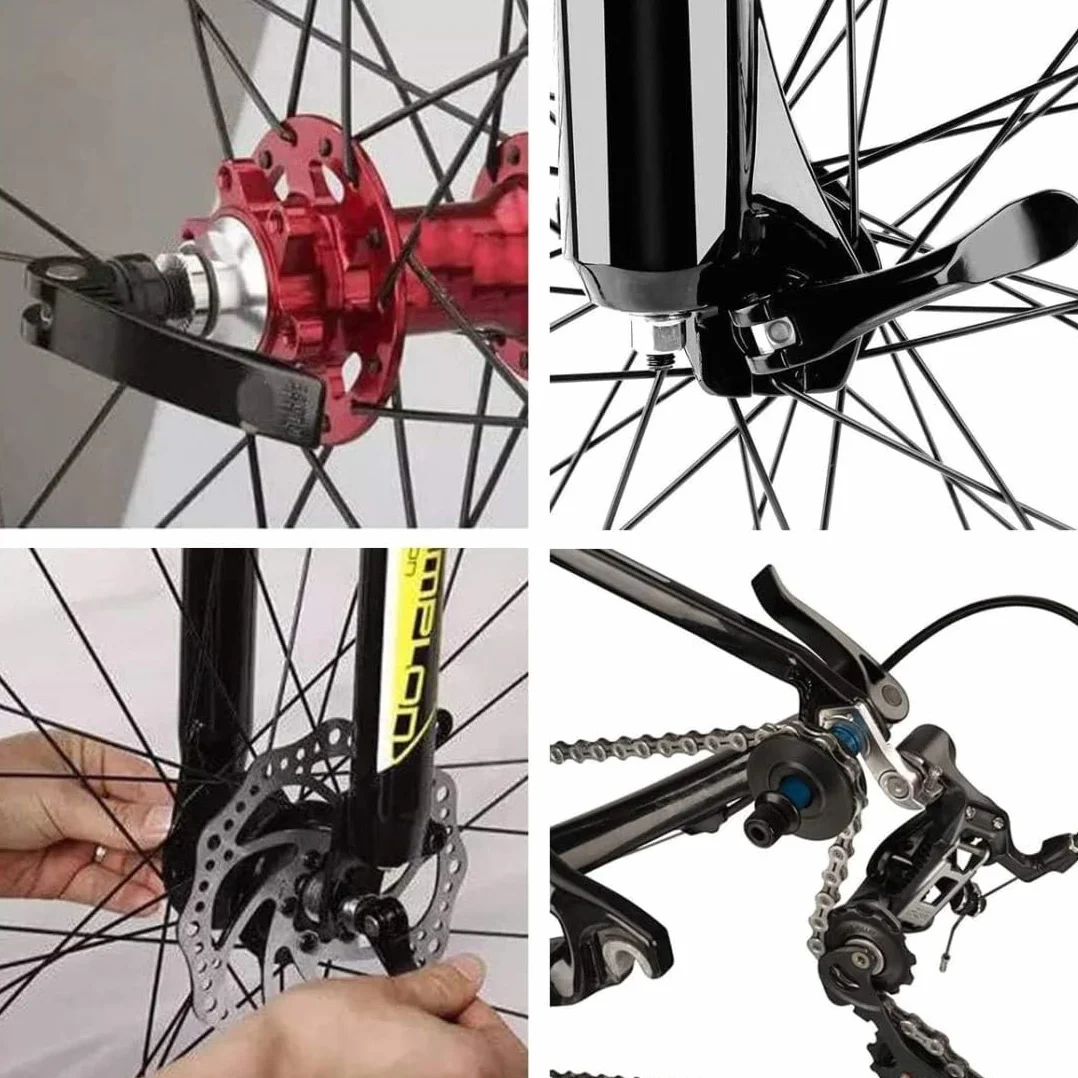 Sgancio Rapido Bici in Ferro, 1 Paia Set Anteriore e Posteriore Assale Albero Cavo per Strada, MTB, BMX, Nero
