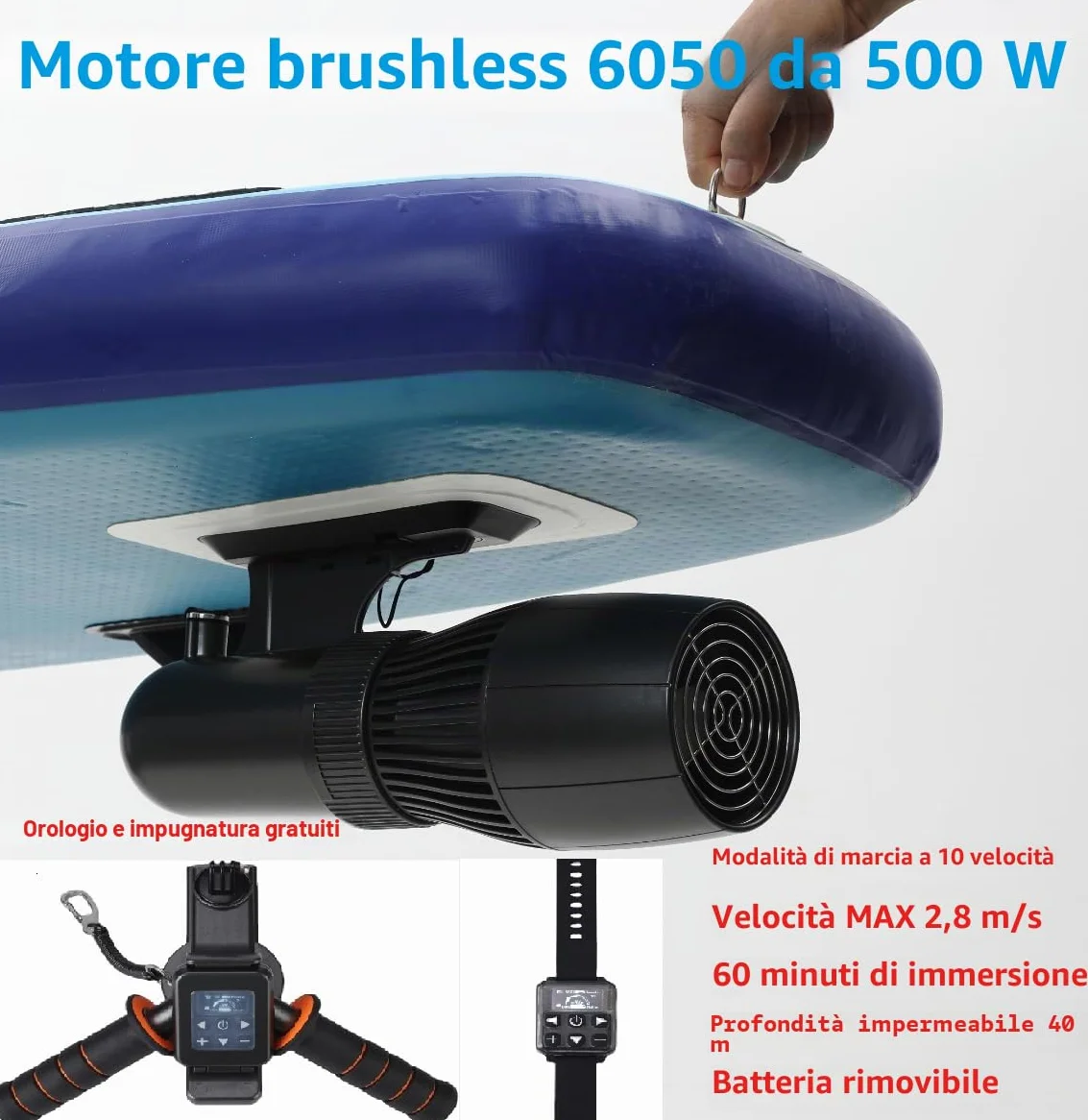 Scooter subacqueo 500W 30M 40M motore RC Sup 10 velocità borsa impermeabile