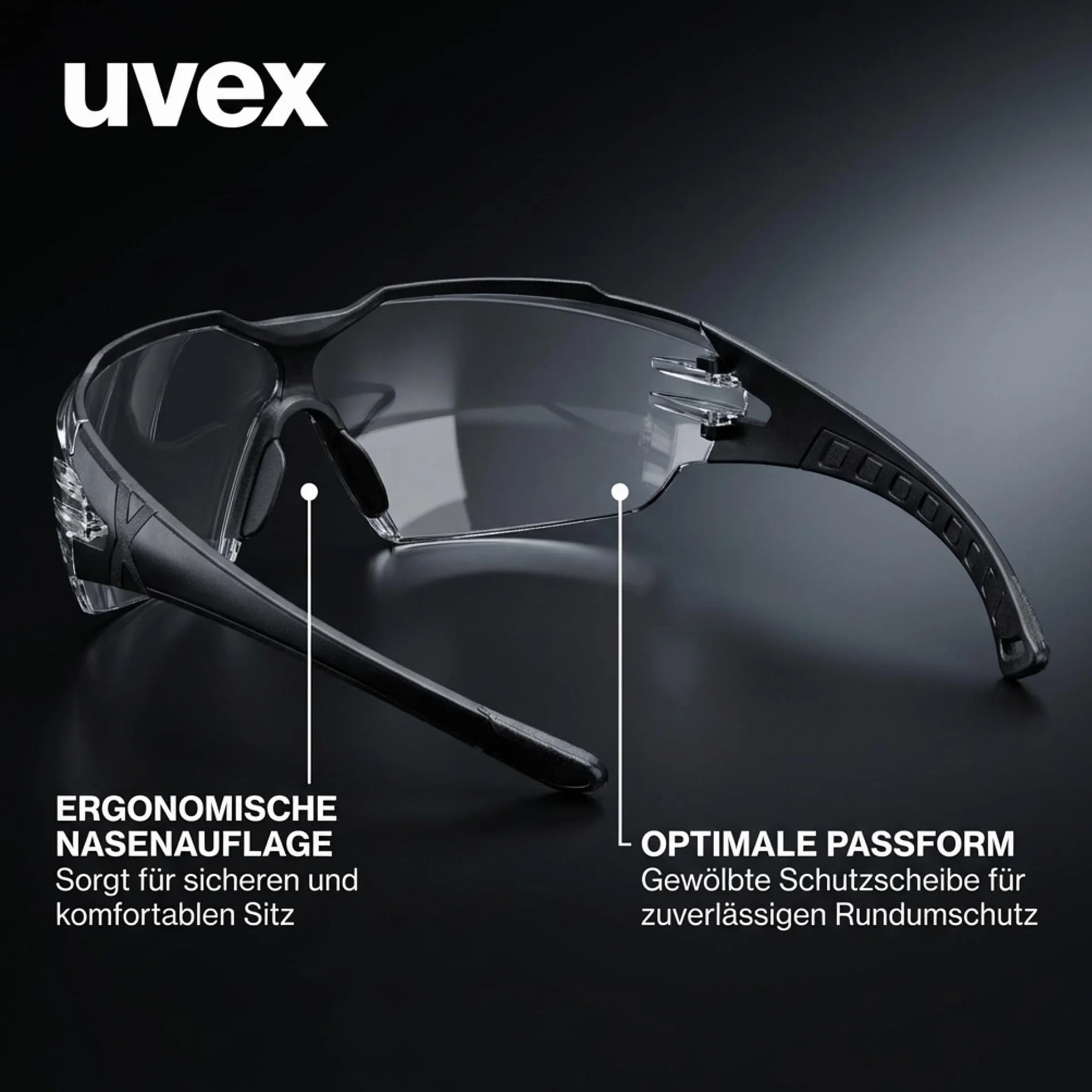Uvex pheos Cx2 Occhiali tattici per tiro sportivo anti-appannamento antigraffio telaio Soft Seal lenti incolore STANAG 2920/4296