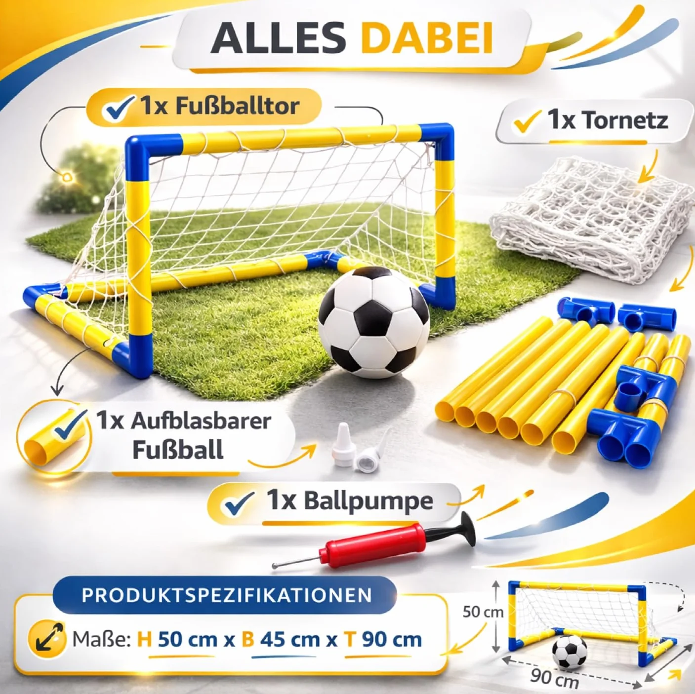 Porta da calcio da giardino 120x80 cm con rete portatile per bambini e adulti