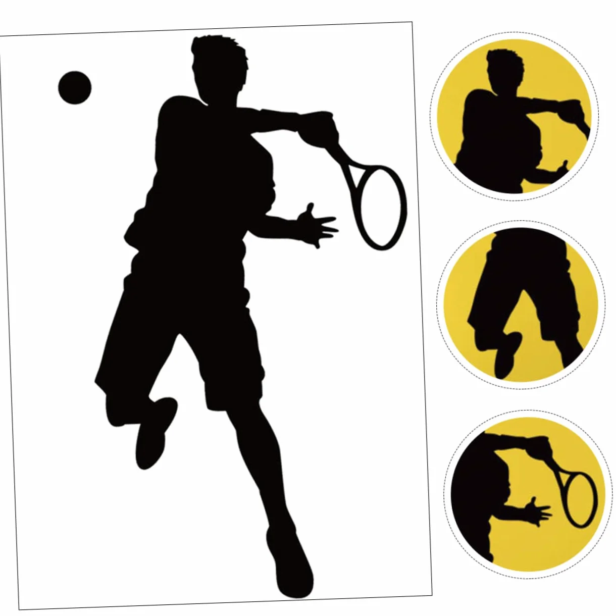 Adesivo Murale Sportivo Autoadesivo in Pvc Nero Giocatore di Tennis per Cameretta Palestra