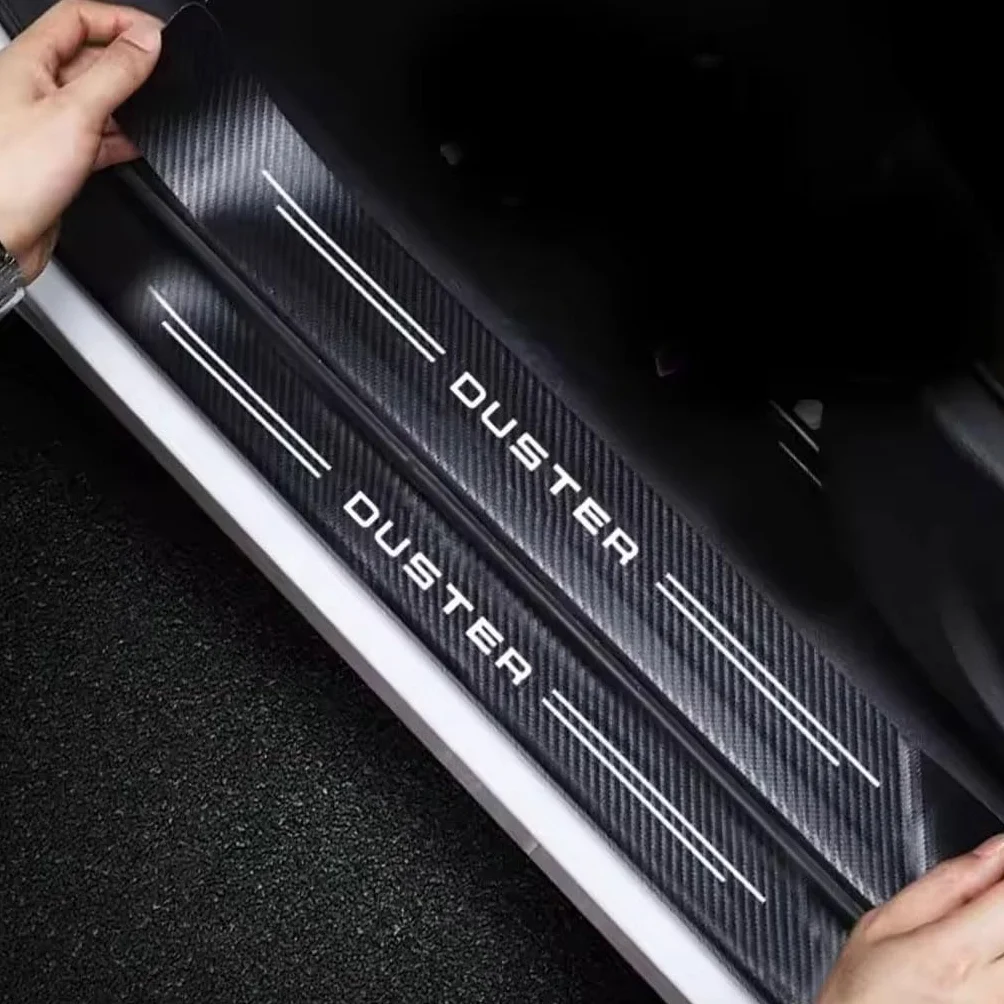 Adesivi Soglie Porte per Dacia Duster, 4 Pezzi Battitacco per Auto in Fibra di Carbonio Coprisoglia Protezione Anti-Graffio Accessori (Bianco)