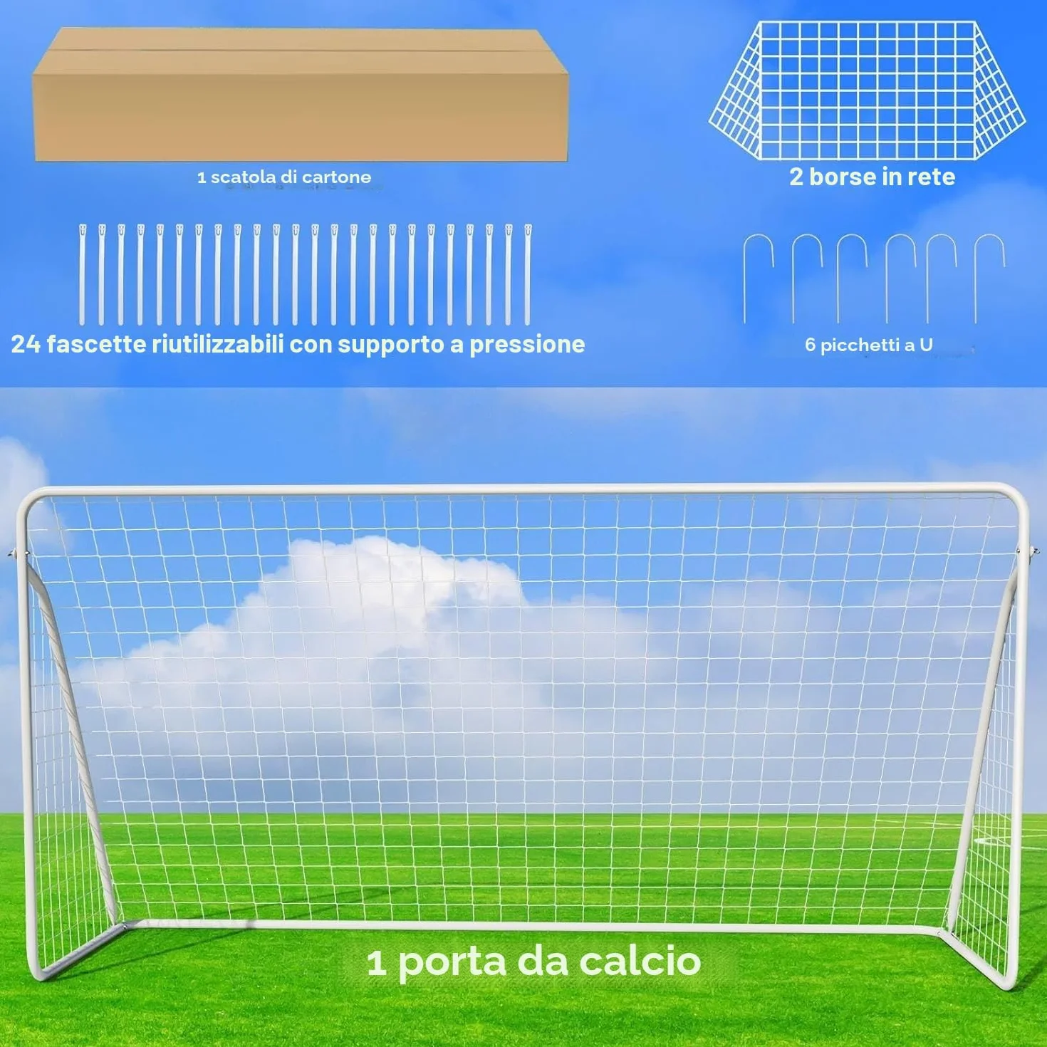 Porta da calcio 365 x 182 cm 240 x 150 cm grande per bambini adulti con rete
