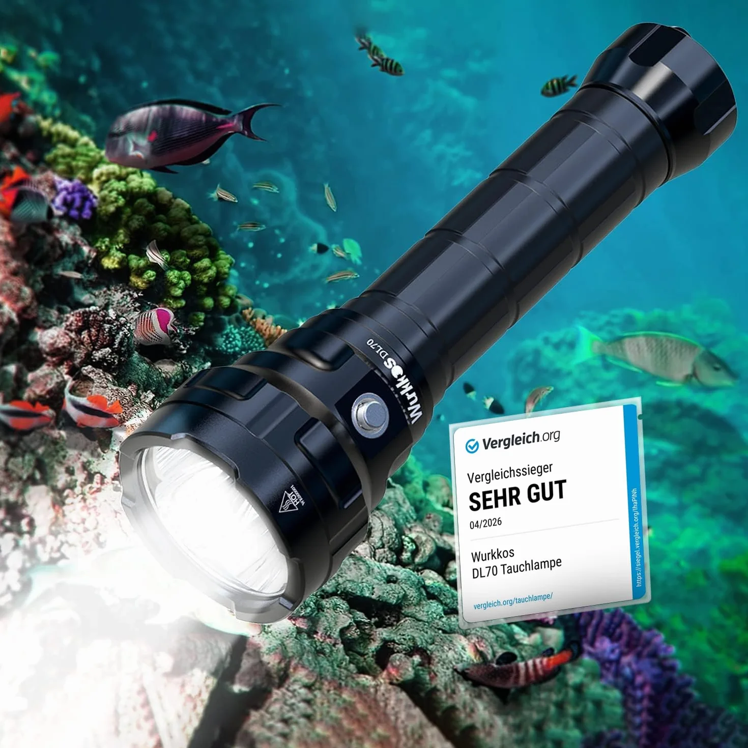 Wurkkos Torcia Subacquea 13.000 Lumen 4*XHP50.2 LED IPX-8 2x5000mAh Batterie Caricabatterie