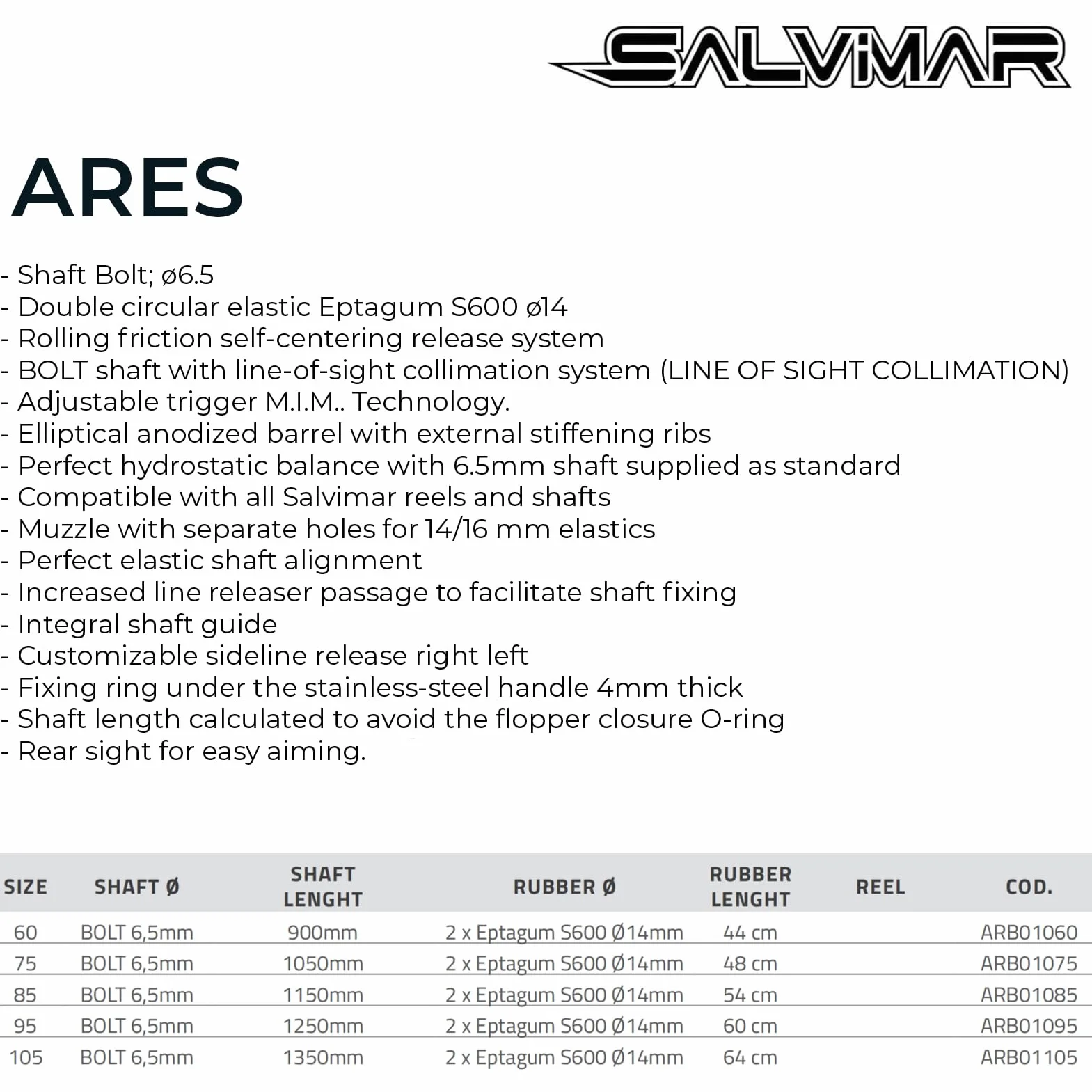 Salvimar Arbalete Ares Impugnatura Neutra 75