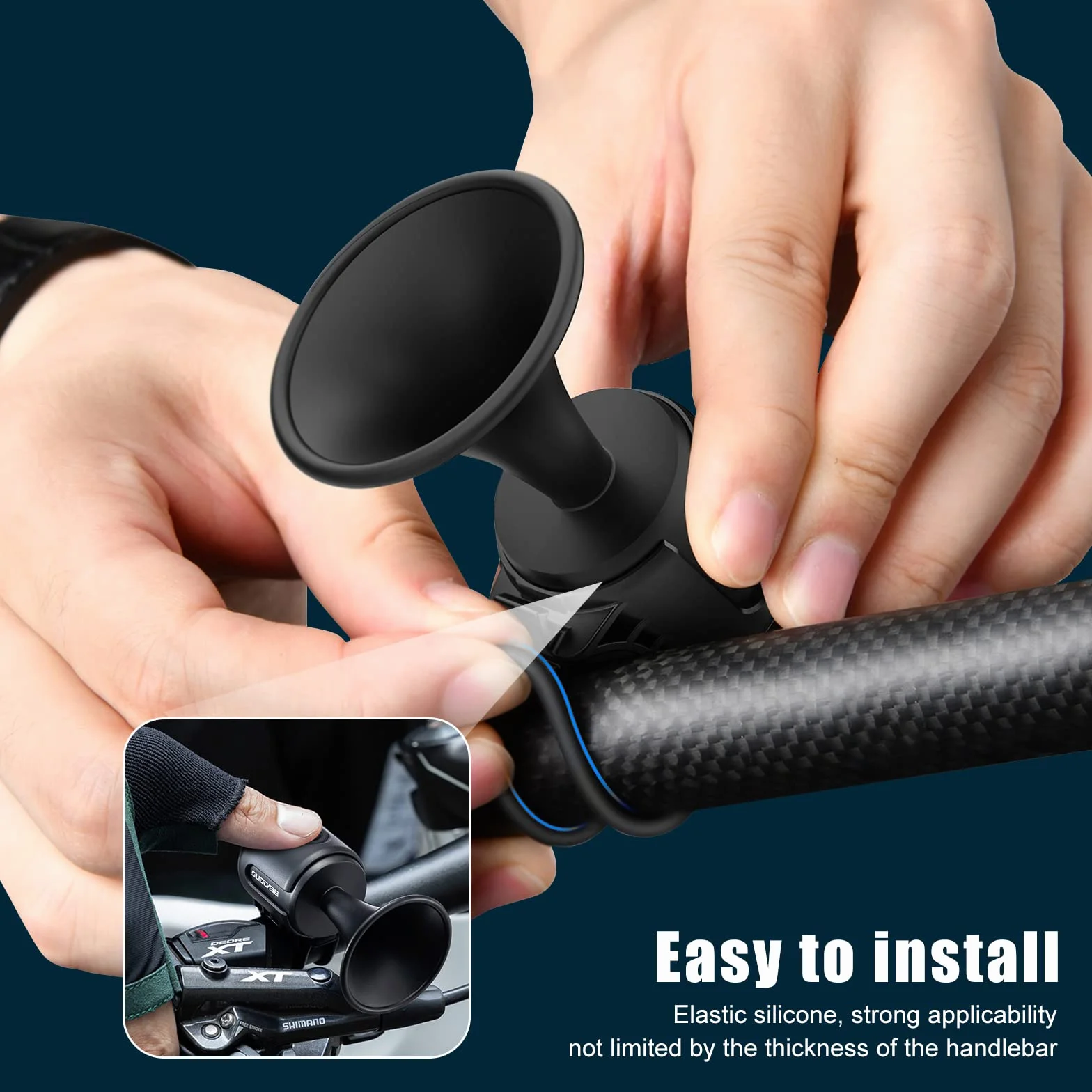Campanello per Bicicletta 120 dB IPX4, Clacson Elettrico Impermeabile per Manubri 15-30 mm, Nero