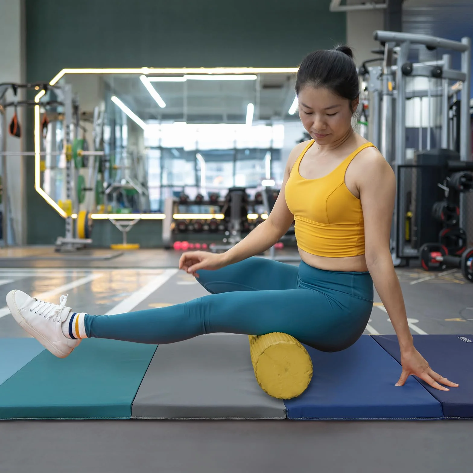 ALPIDEX Tappetino da ginnastica 185 x 78 x 3,2 cm pieghevole pavimento sportivo ginnastica palestra materassino fitness tappeto sport yoga mat gym bambini adulti