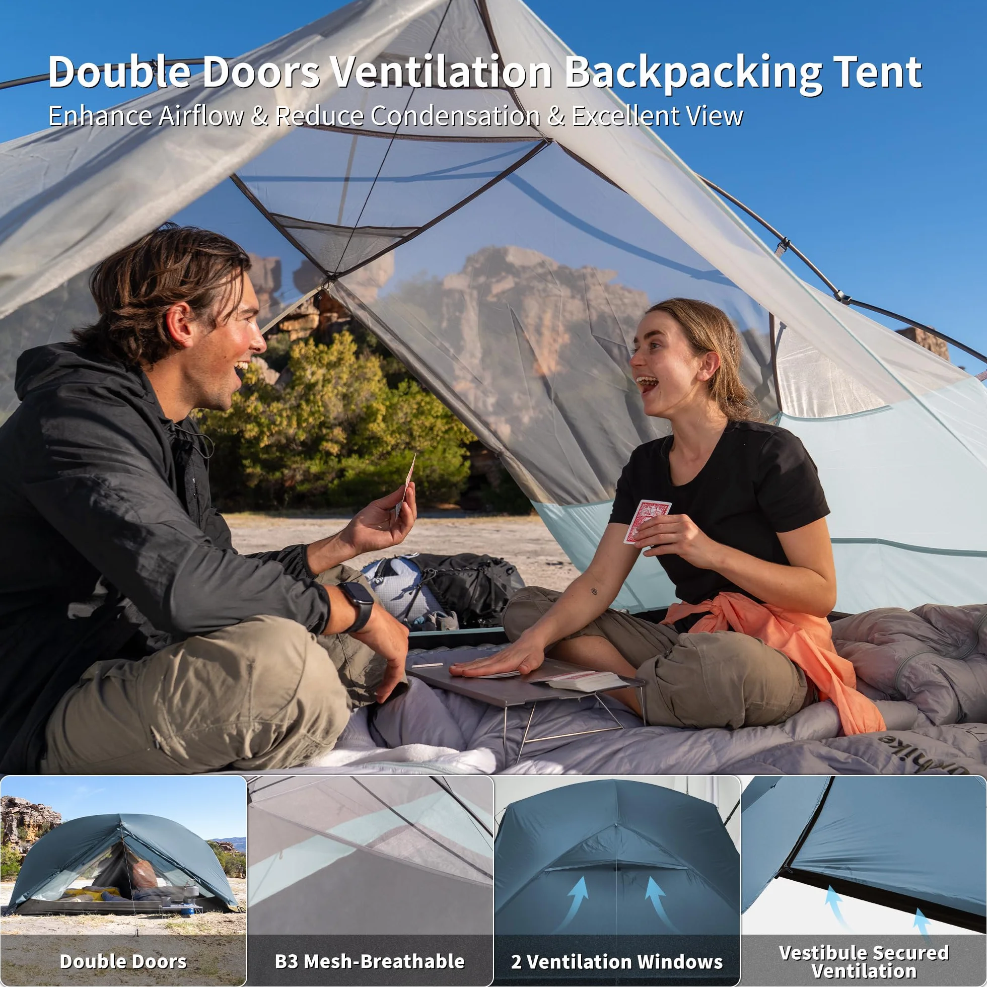 Naturehike Mongar Base Tenda da campeggio 2-3 persone ultraleggera impermeabile trekking