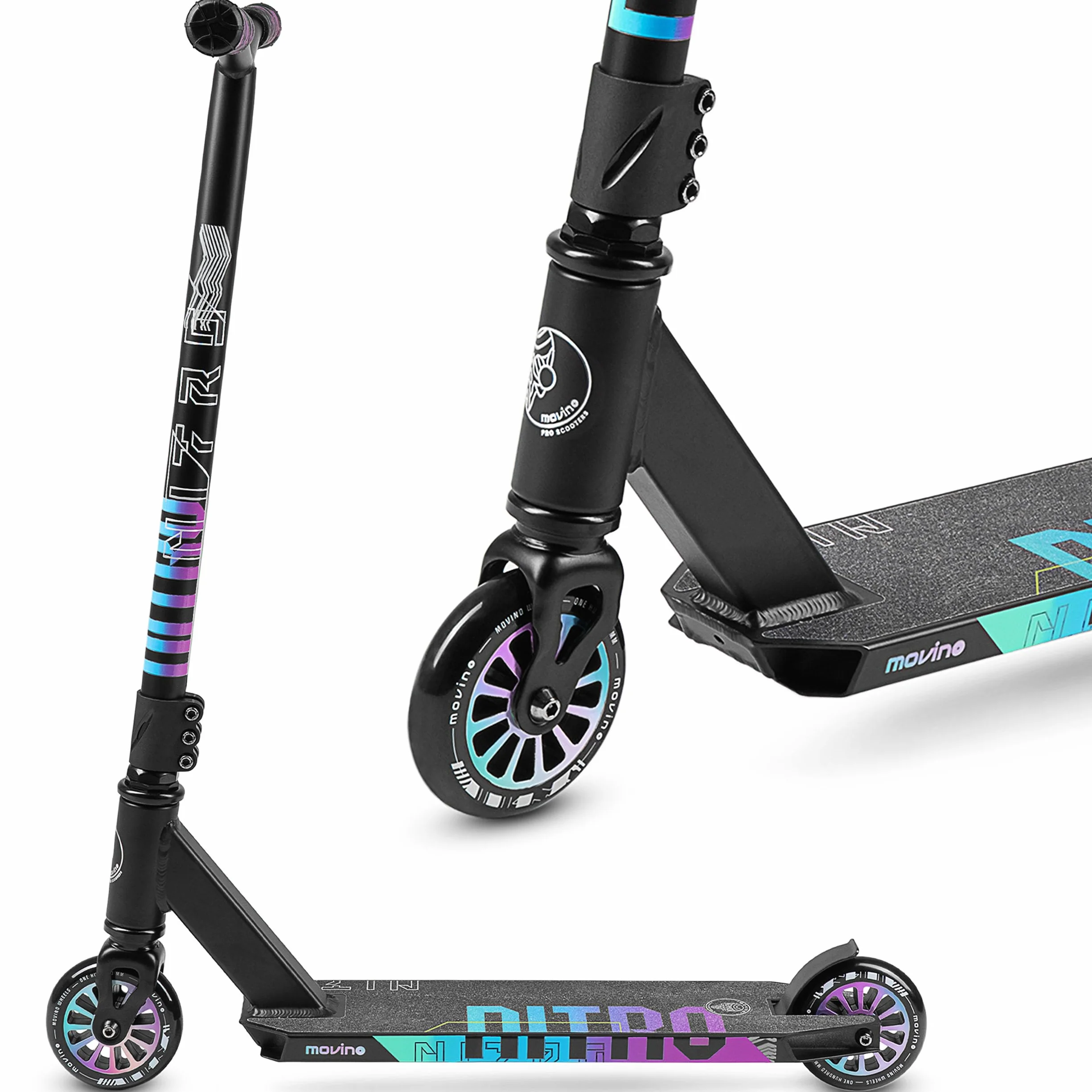 Movino Glide Monopattino Freestyle Leggero - Pedana Alluminio Cuscinetti ABEC 9 Ruote 100 mm Scooter Acrobatico
