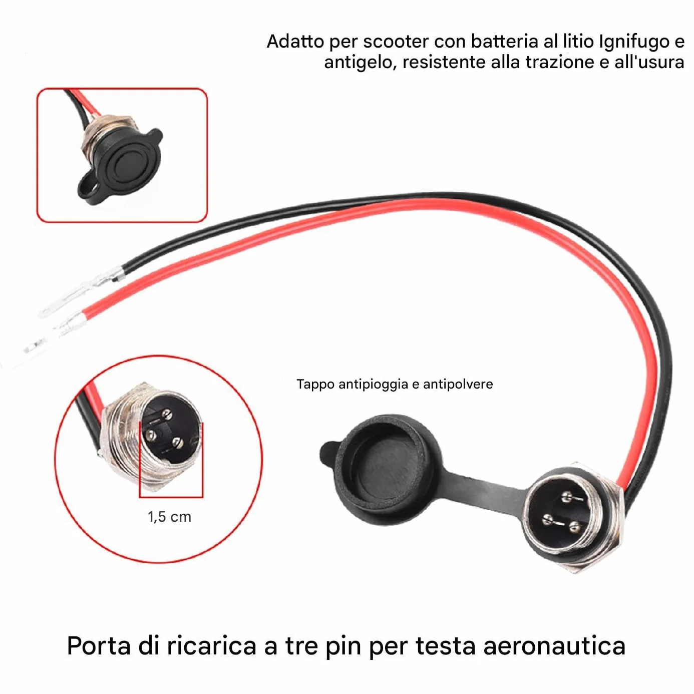 Porta di ricarica aeronautica 3 terminal Electric Socket Plug di collegamento batteria