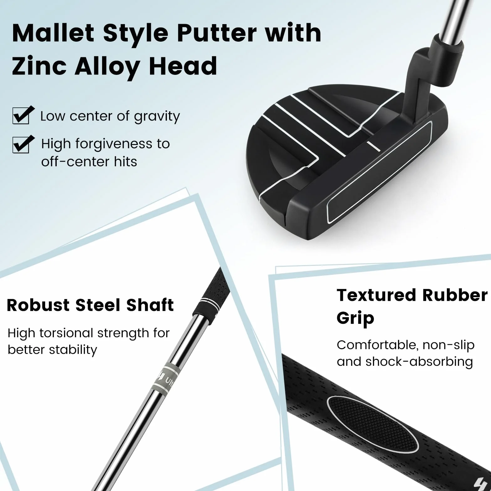 LIFEZEAL Mazza da golf Putter 89 cm metallo portatile destrorsi angolo caduta 72° inclinazione 3° per bambini adolescenti adulti