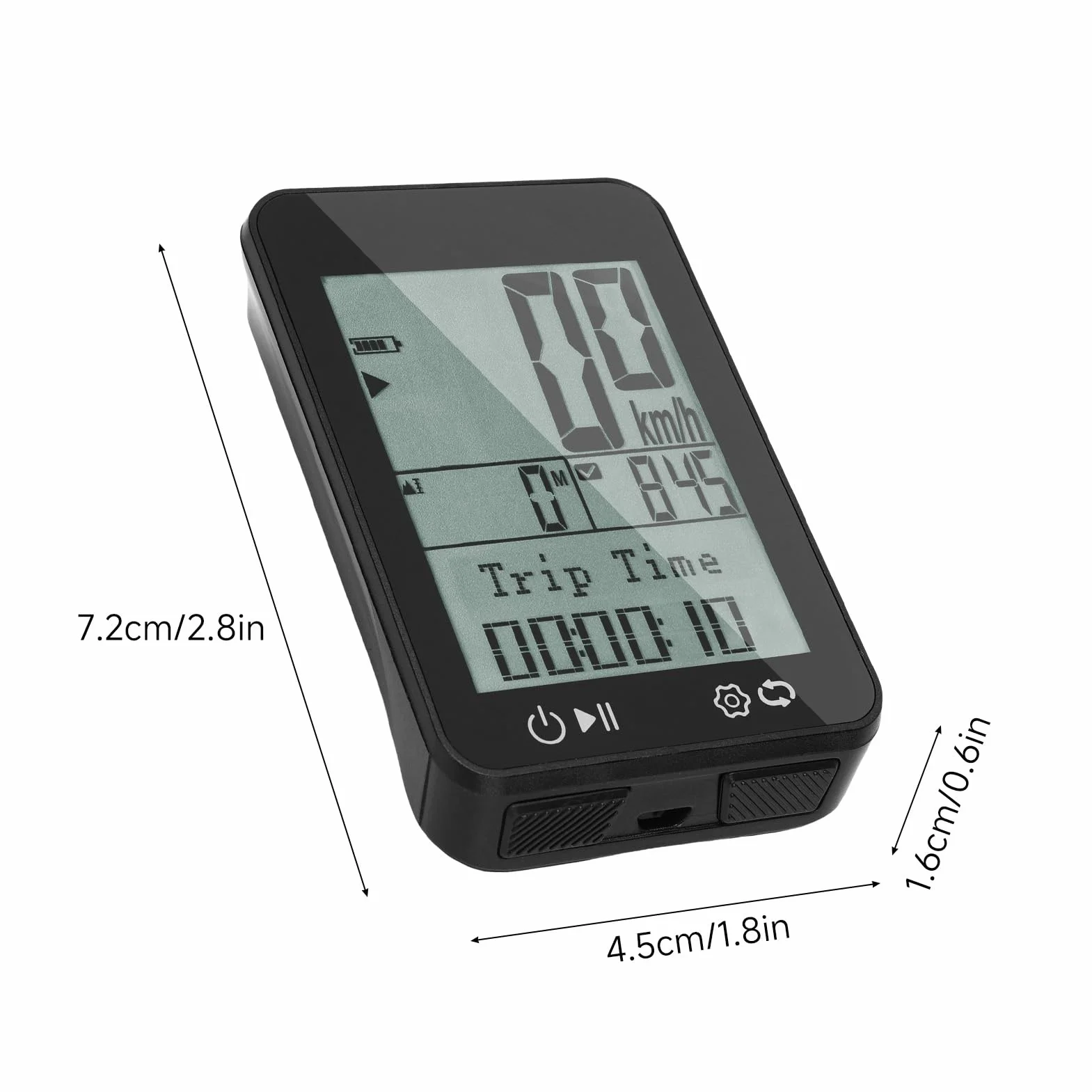 GPS Bike Computer IPX7 2.4" FSTN Display, Night Guide, Distance, Speed, Altitude, Time, Odometer