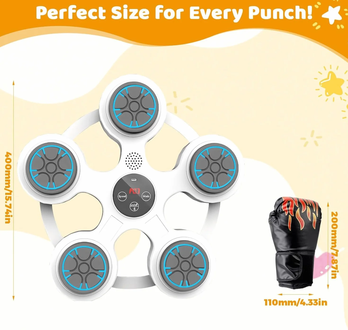 Music Boxing Machine per Adulti,Elettronica Bluetooth Boxing Machine con Musical Boxing Machine con Guantoni da Boxe,11 Velocità Regolabile e modalità di conteggio