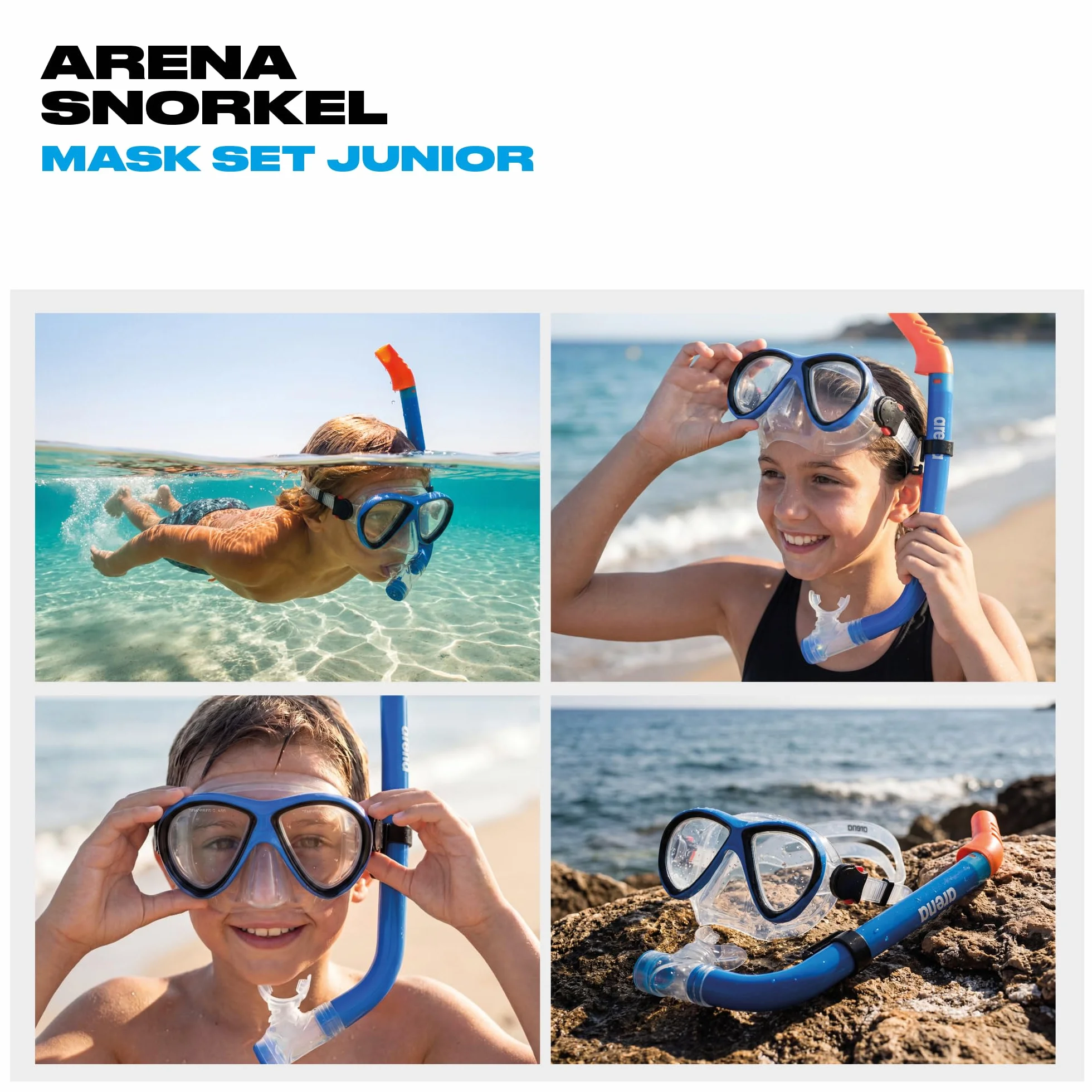 Arena Set Maschera e Boccaglio Bambini Snorkeling con Tecnologia Anti-Infiltrazione, Silicone Ipoallergenico