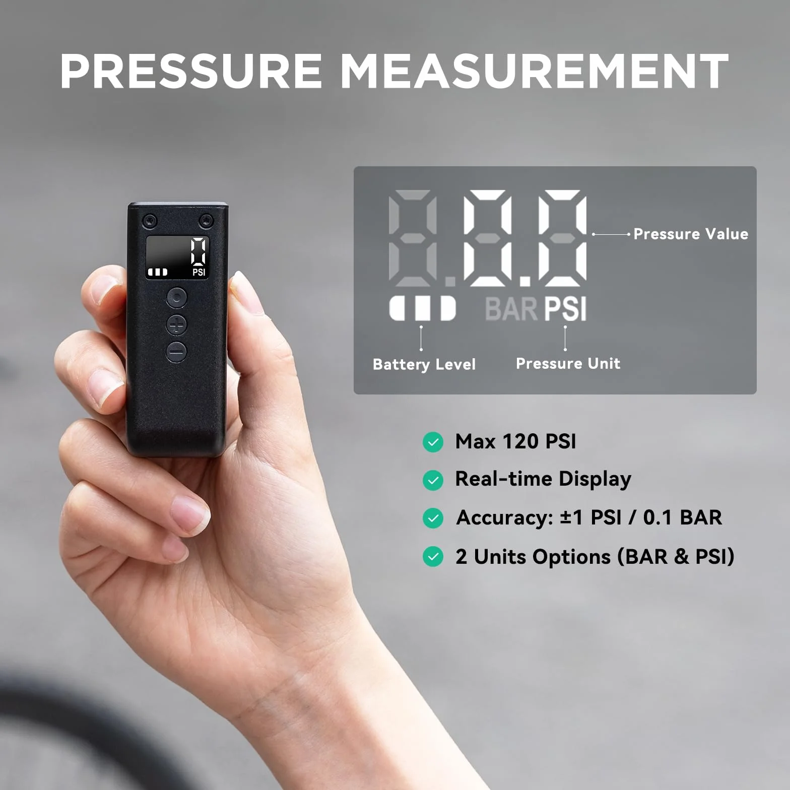 CYCPLUS Mini Bomba de bicicleta AS2 Pro, MAX 120 PSI, recargable, inalámbrica, parada automática, válvula Presta y Schrader
