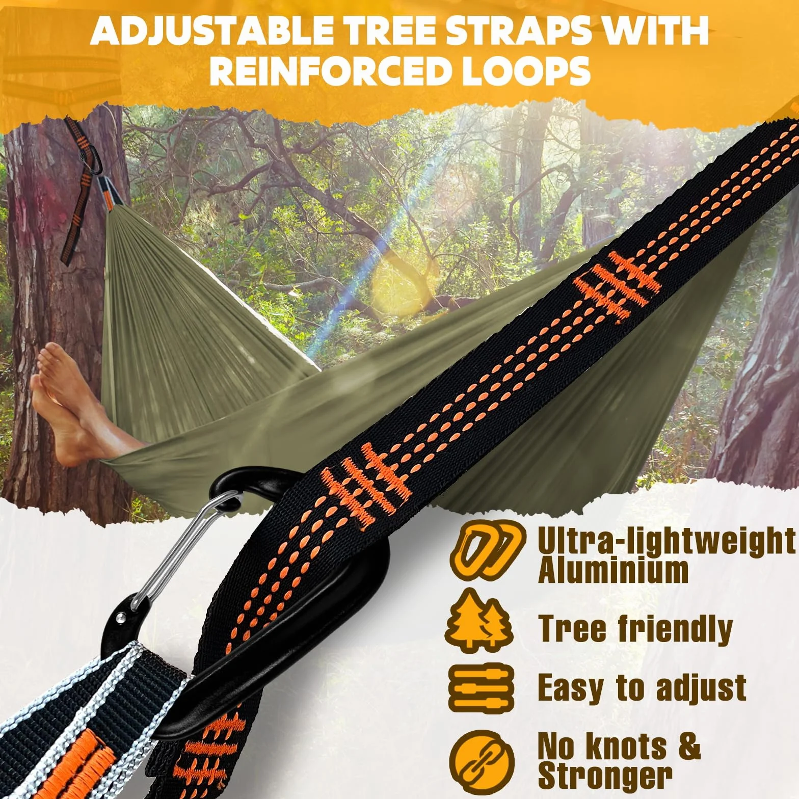NATUREFUN Amaca da Campeggio Ultraleggera 300x200 cm Carico 300kg Nylon Paracadute Traspirante